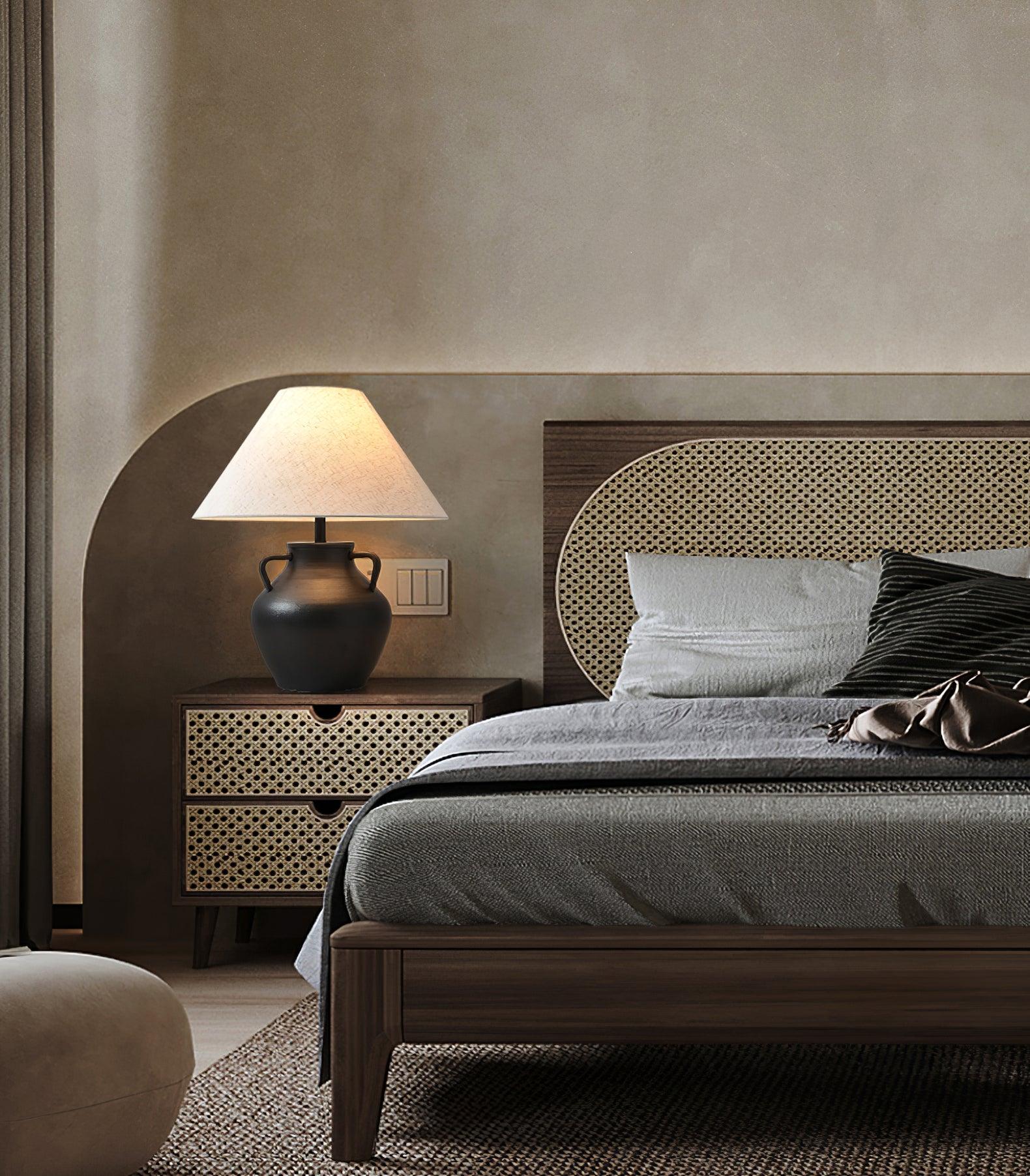 Amfora Fabric Rustic Table Lamp-Neutral Decor