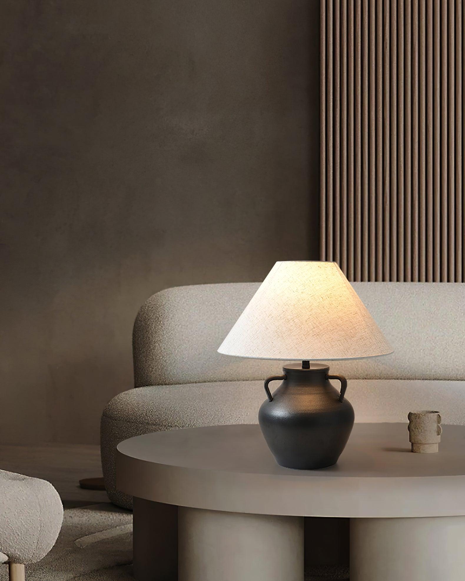 Amfora Fabric Rustic Table Lamp-Neutral Decor