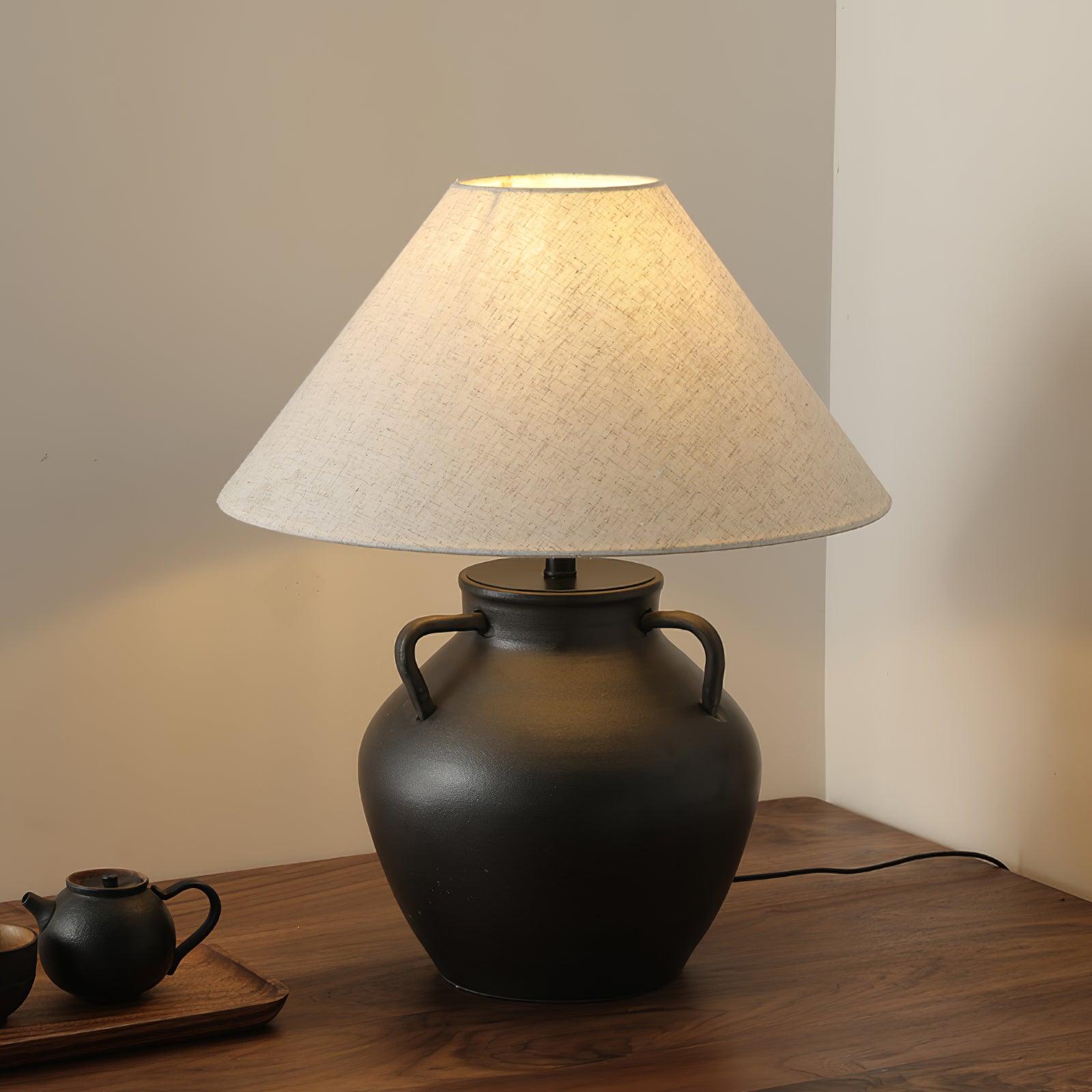 Amfora Fabric Rustic Table Lamp-Neutral Decor