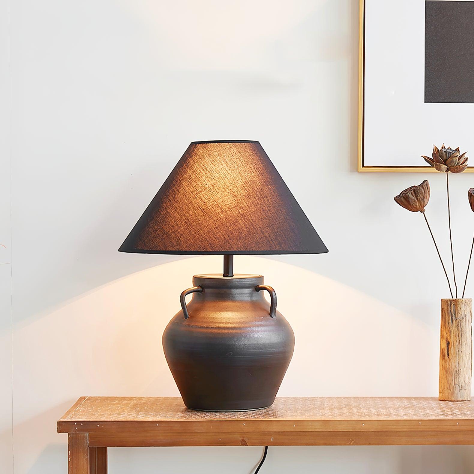 Amfora Fabric Rustic Table Lamp-Neutral Decor