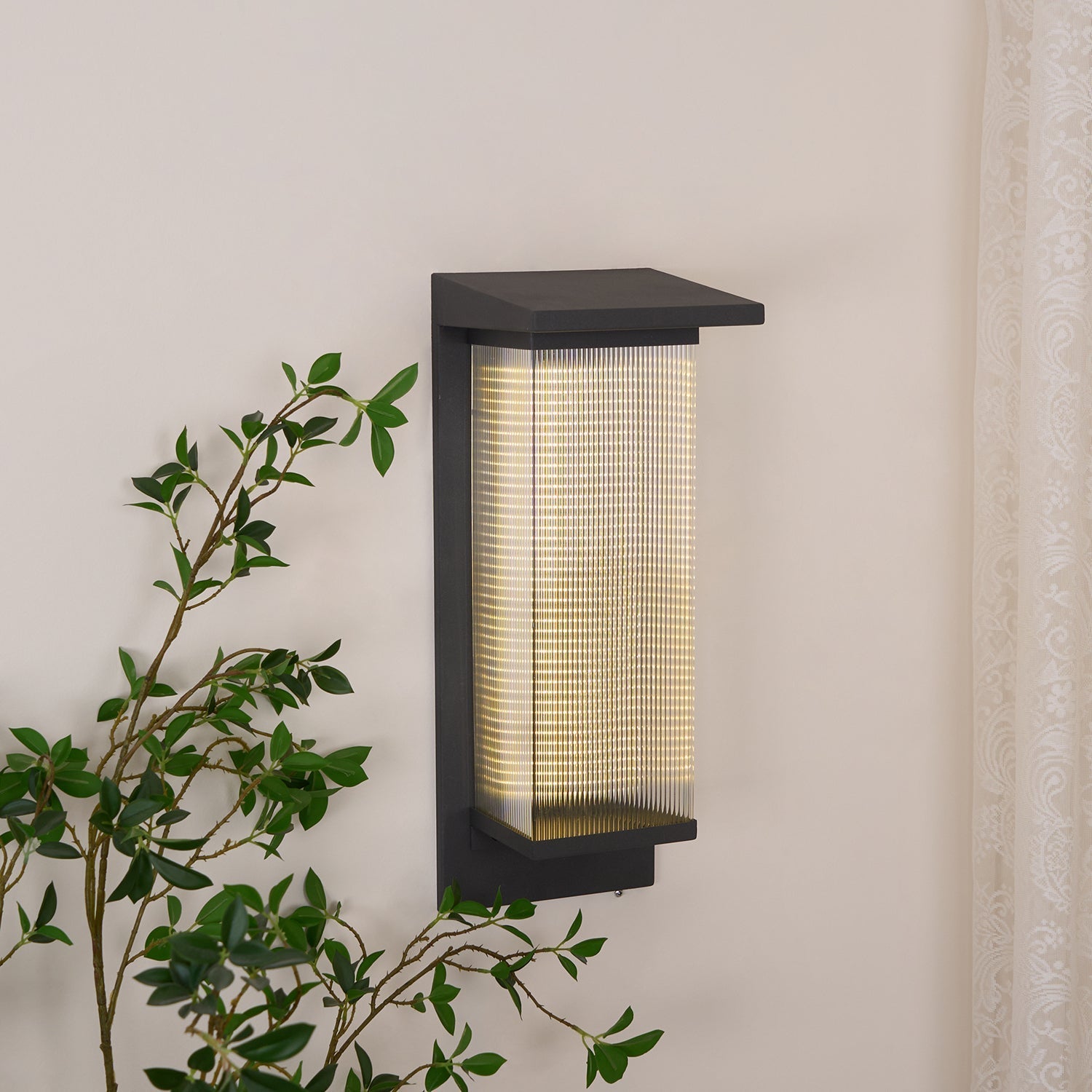 Corvian Dependable Unique Box Solar Outdoor Wall Lamp-Neutral Decor