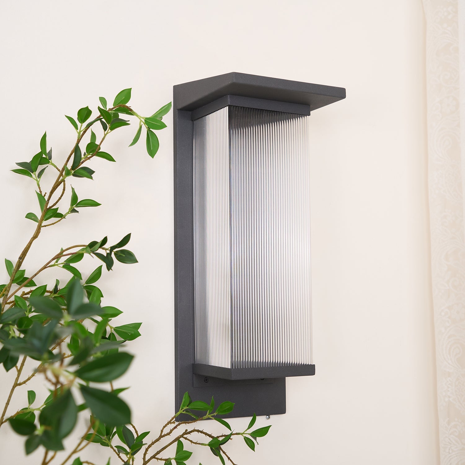 Corvian Dependable Unique Box Solar Outdoor Wall Lamp-Neutral Decor
