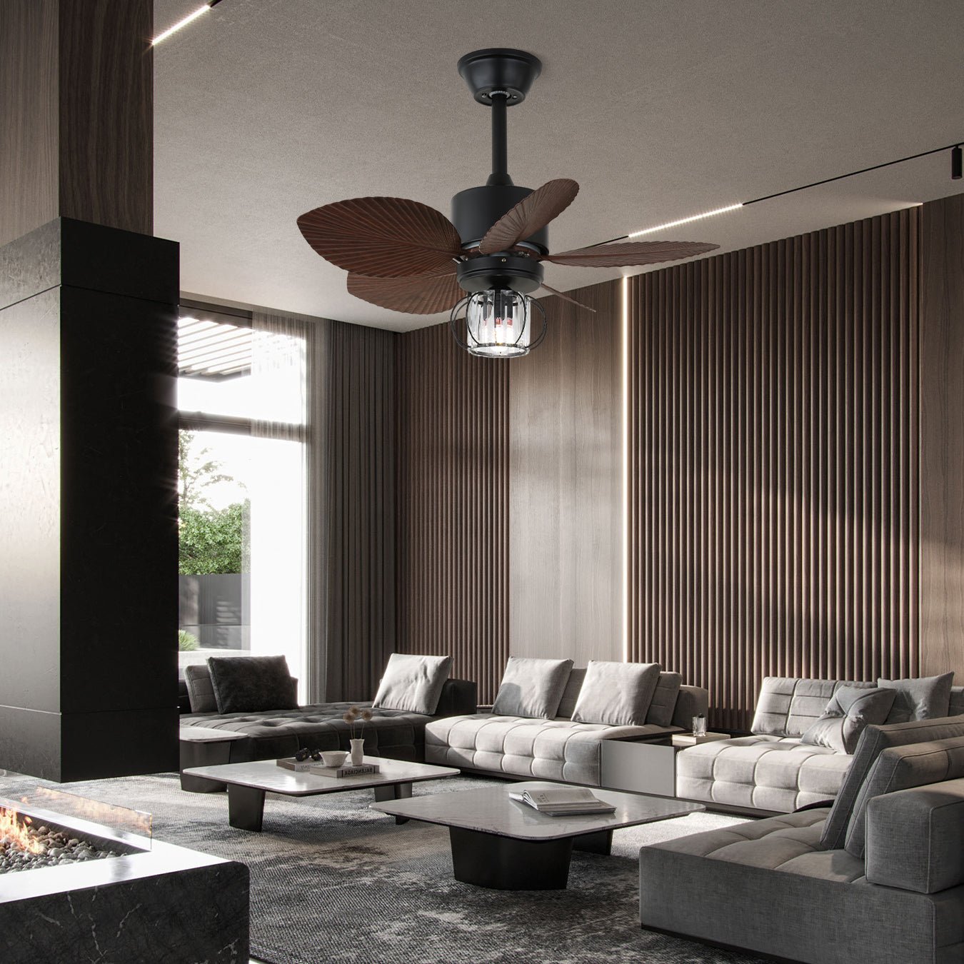 Caden Industrial Ceiling Fan Light-Neutral Decor