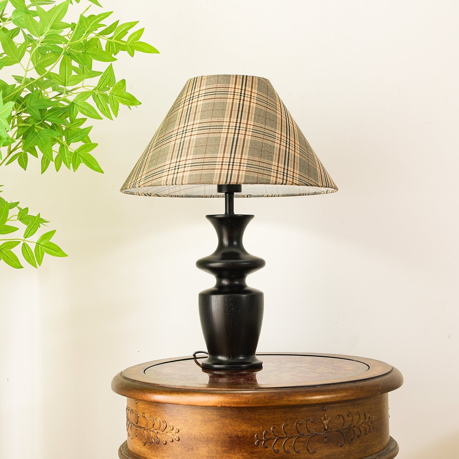 Herita Wood & Fabric Table Lamp-Neutral Decor