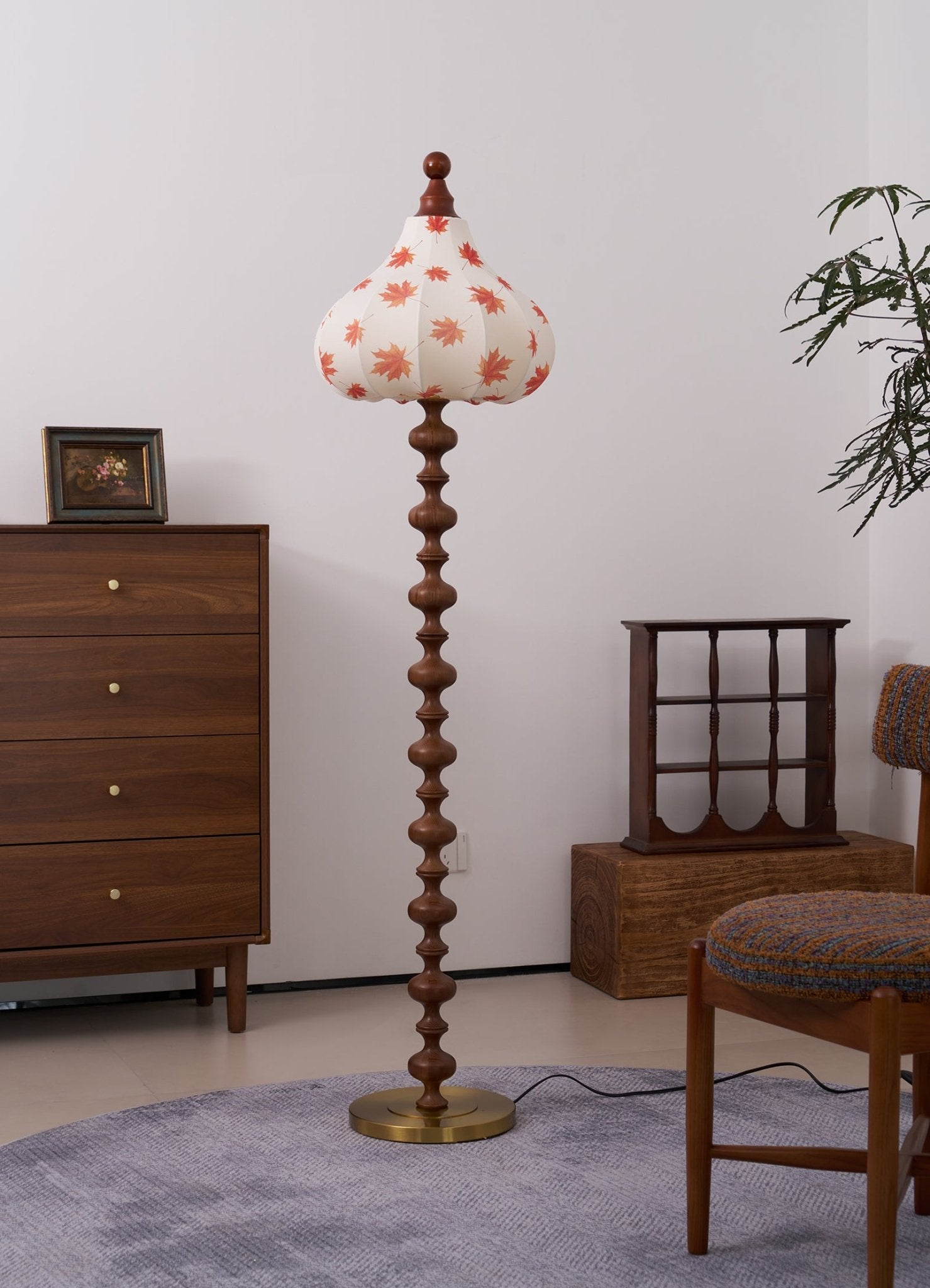 Qrathen Wood Fabric Retro Floor Lamp-Neutral Decor