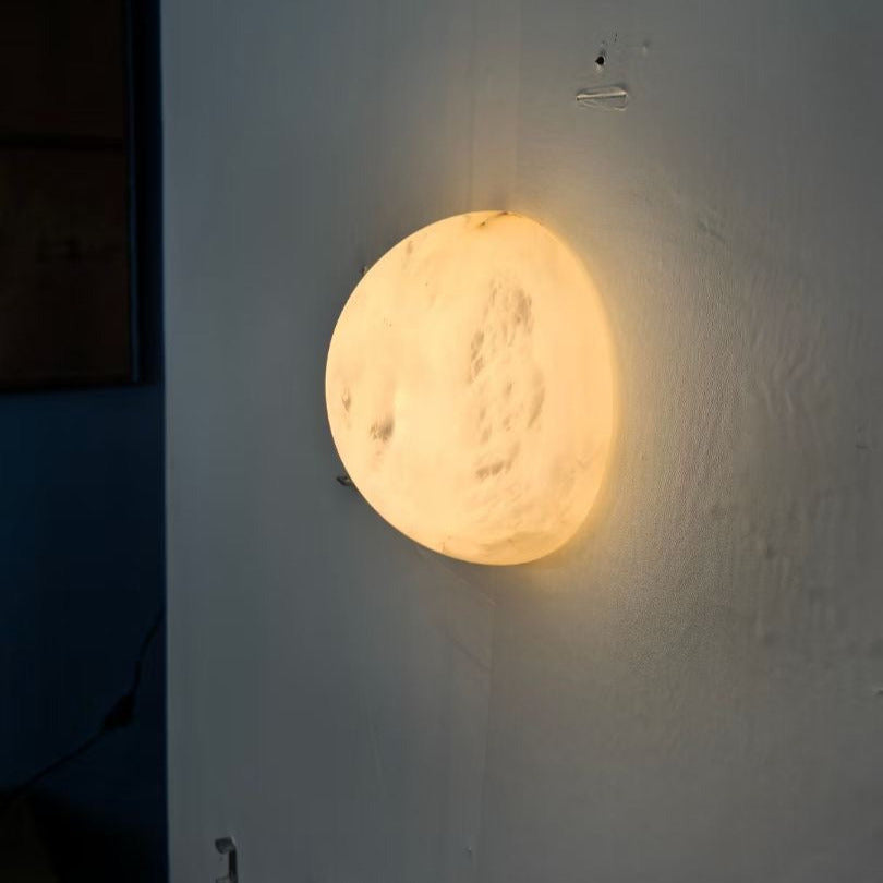 Kristy Minimalist Round Alabaster Wall Lamp