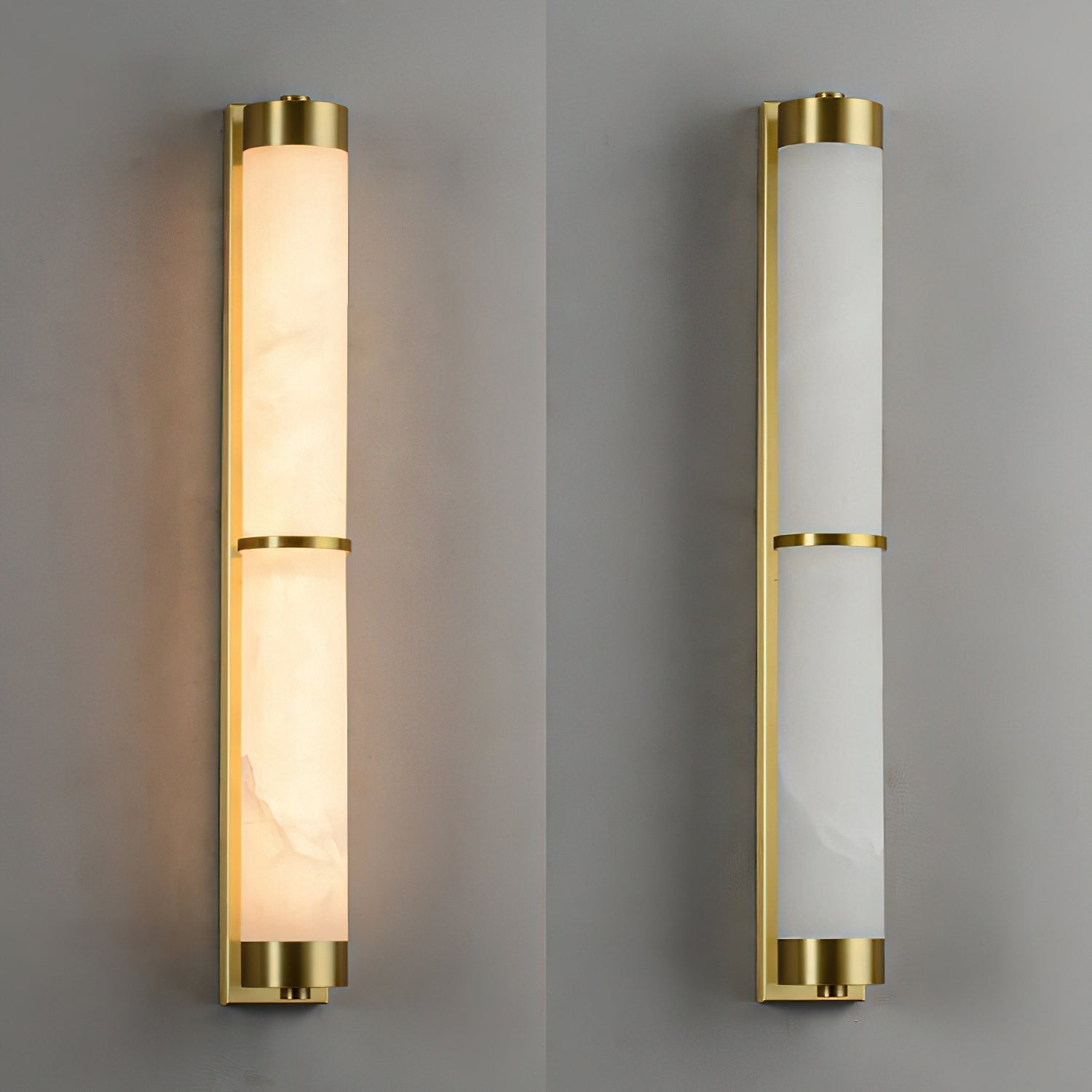 The Olmirira Alabaster Wall Light shown in its black finish.