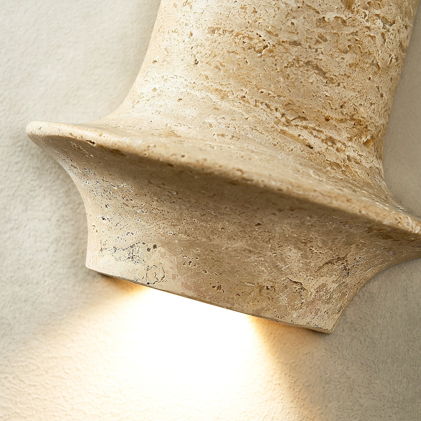Xena Sculptural Yellow Travertine Wall Lamp-Neutral Decor
