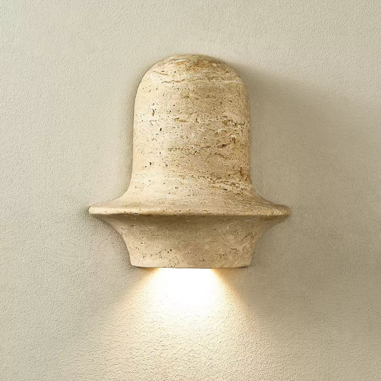 Xena Sculptural Yellow Travertine Wall Lamp-Neutral Decor