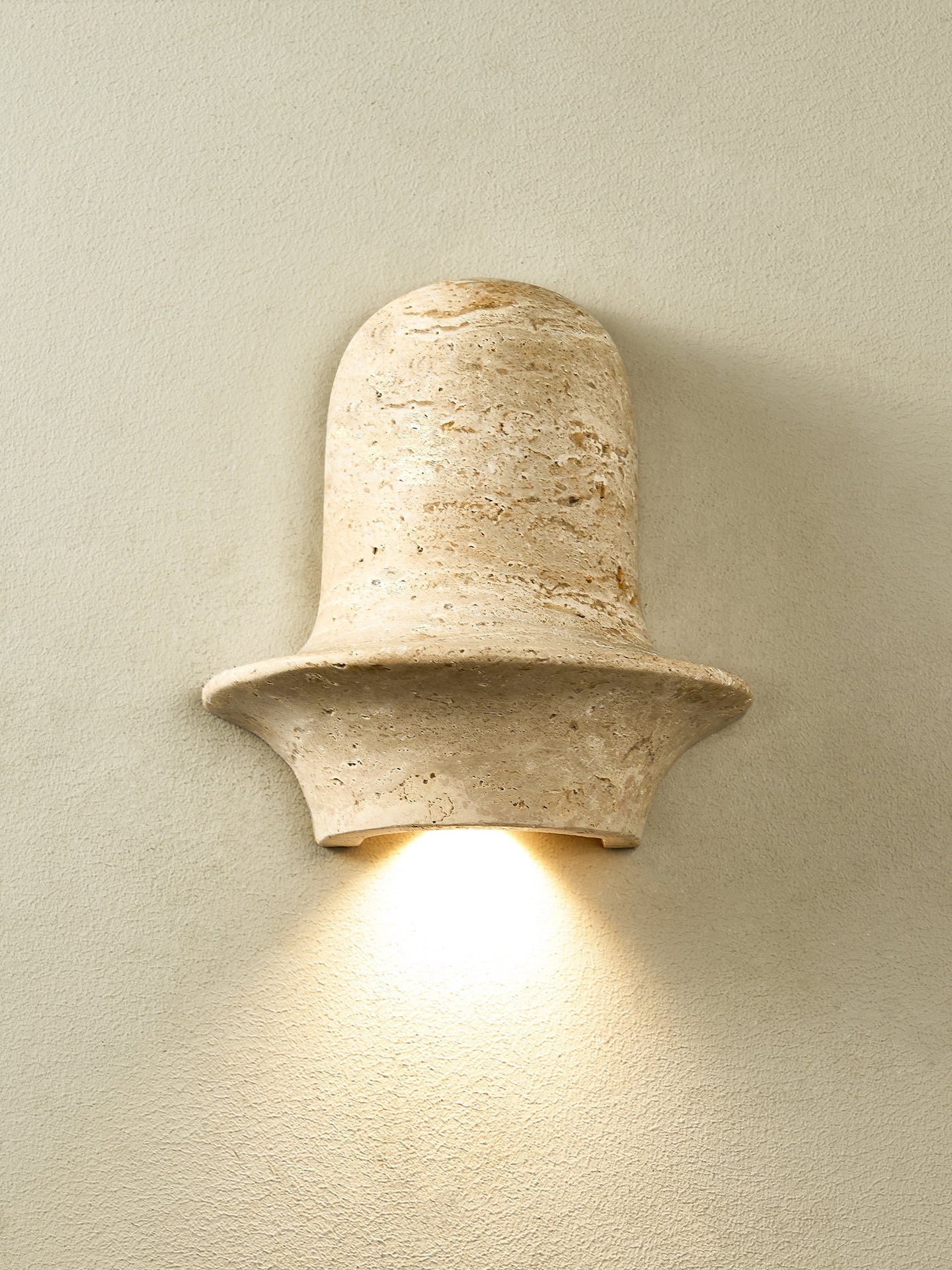 Xena Sculptural Yellow Travertine Wall Lamp-Neutral Decor