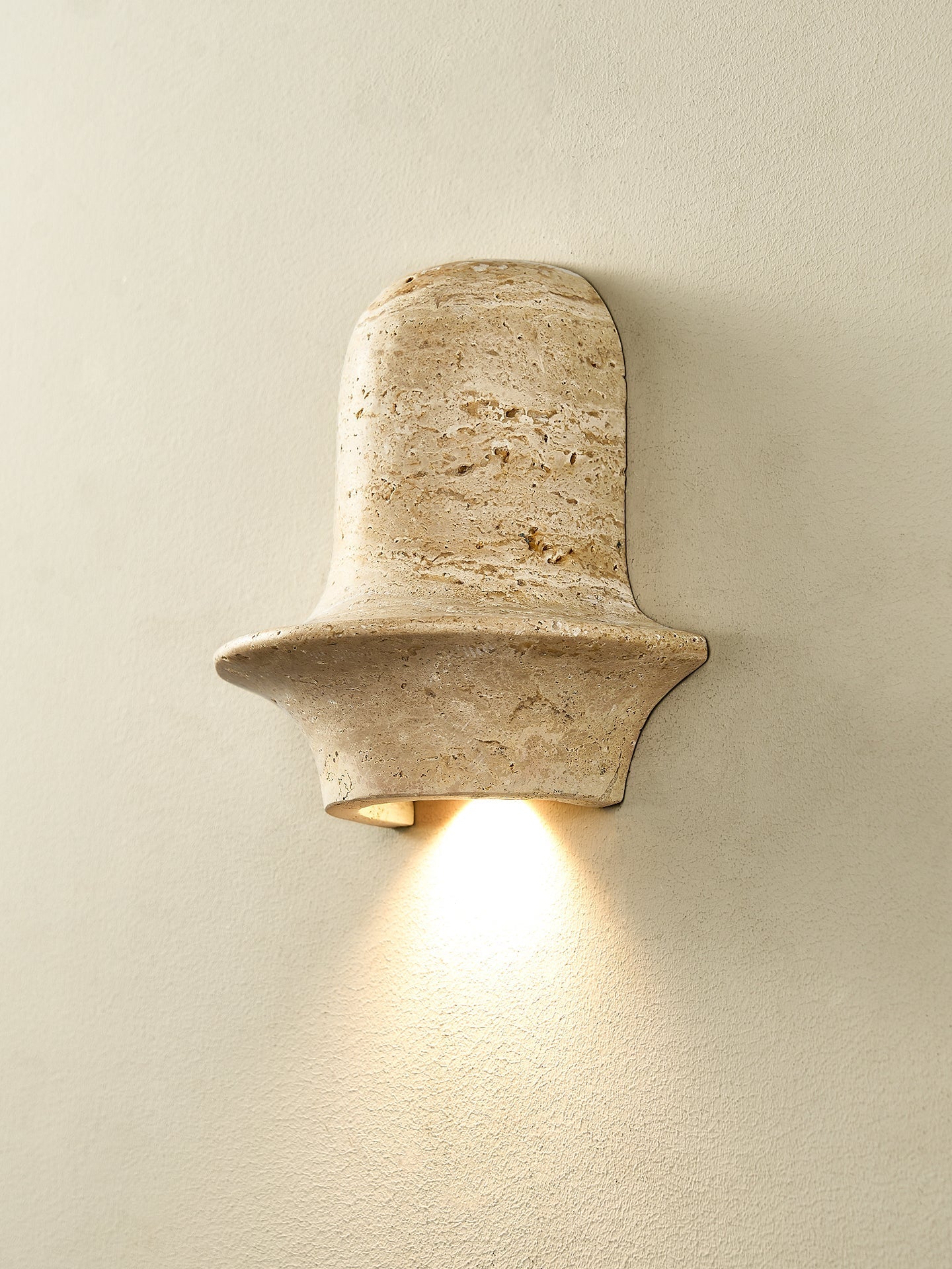 Xena Sculptural Yellow Travertine Wall Lamp-Neutral Decor