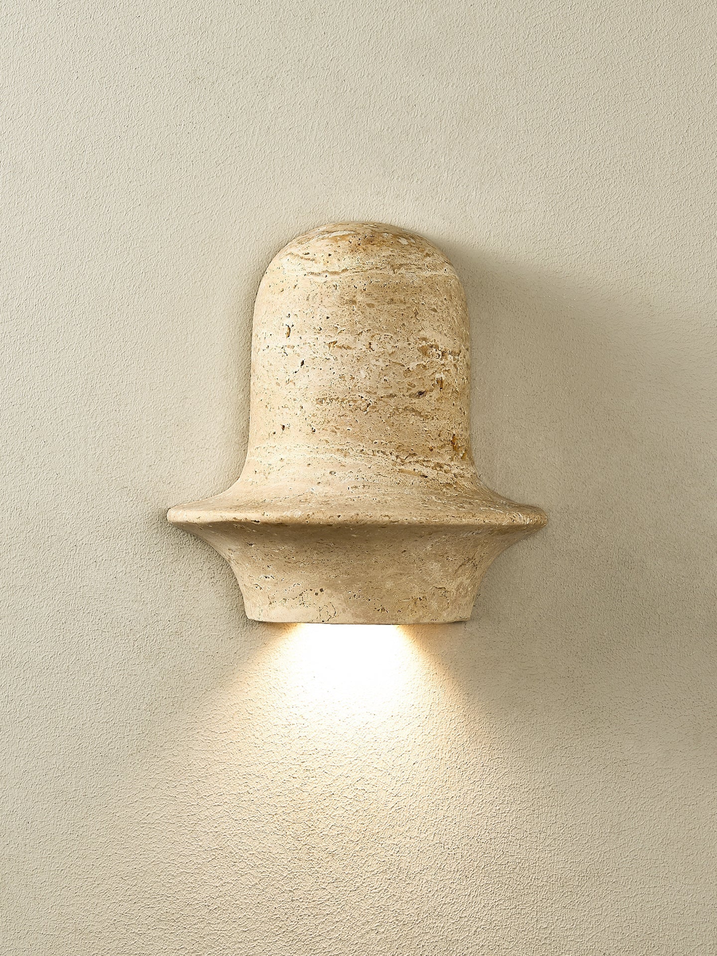 Xena Sculptural Yellow Travertine Wall Lamp-Neutral Decor
