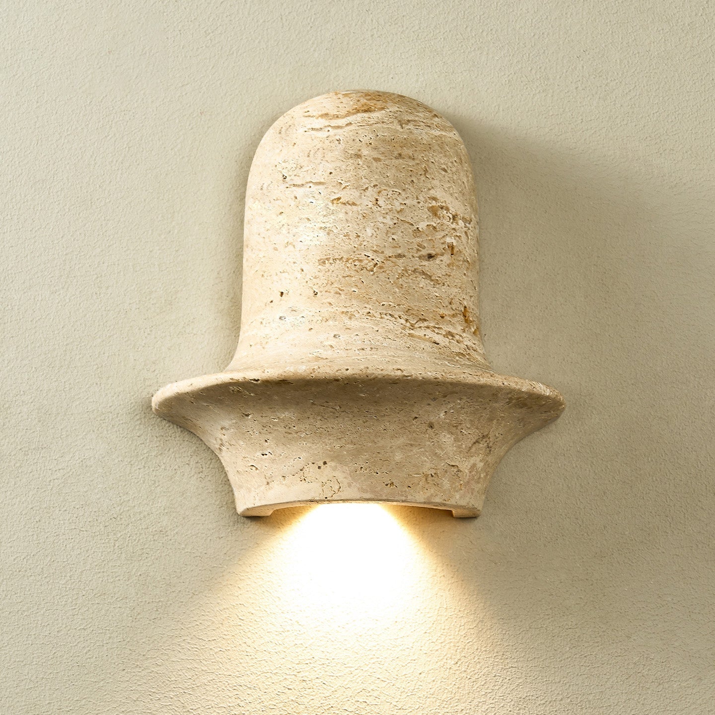 Xena Sculptural Yellow Travertine Wall Lamp-Neutral Decor