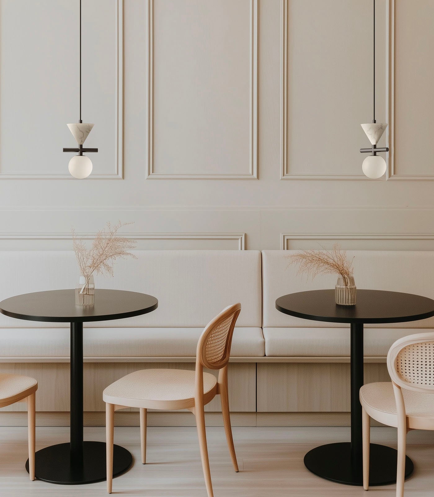 Oneta Pendant Lamp shown in white finish.
