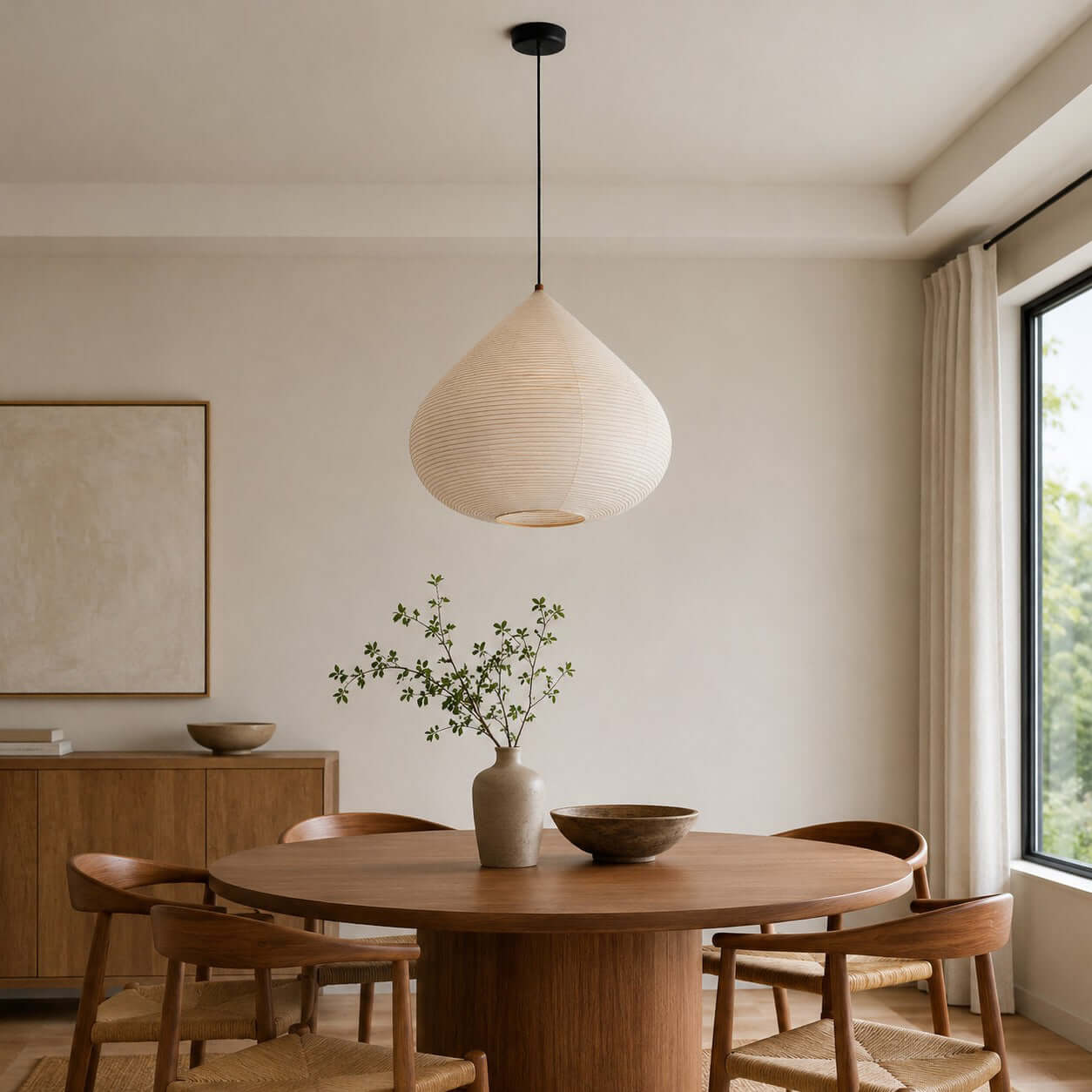 Onion Shape Paper Pendant Light-Neutral Decor
