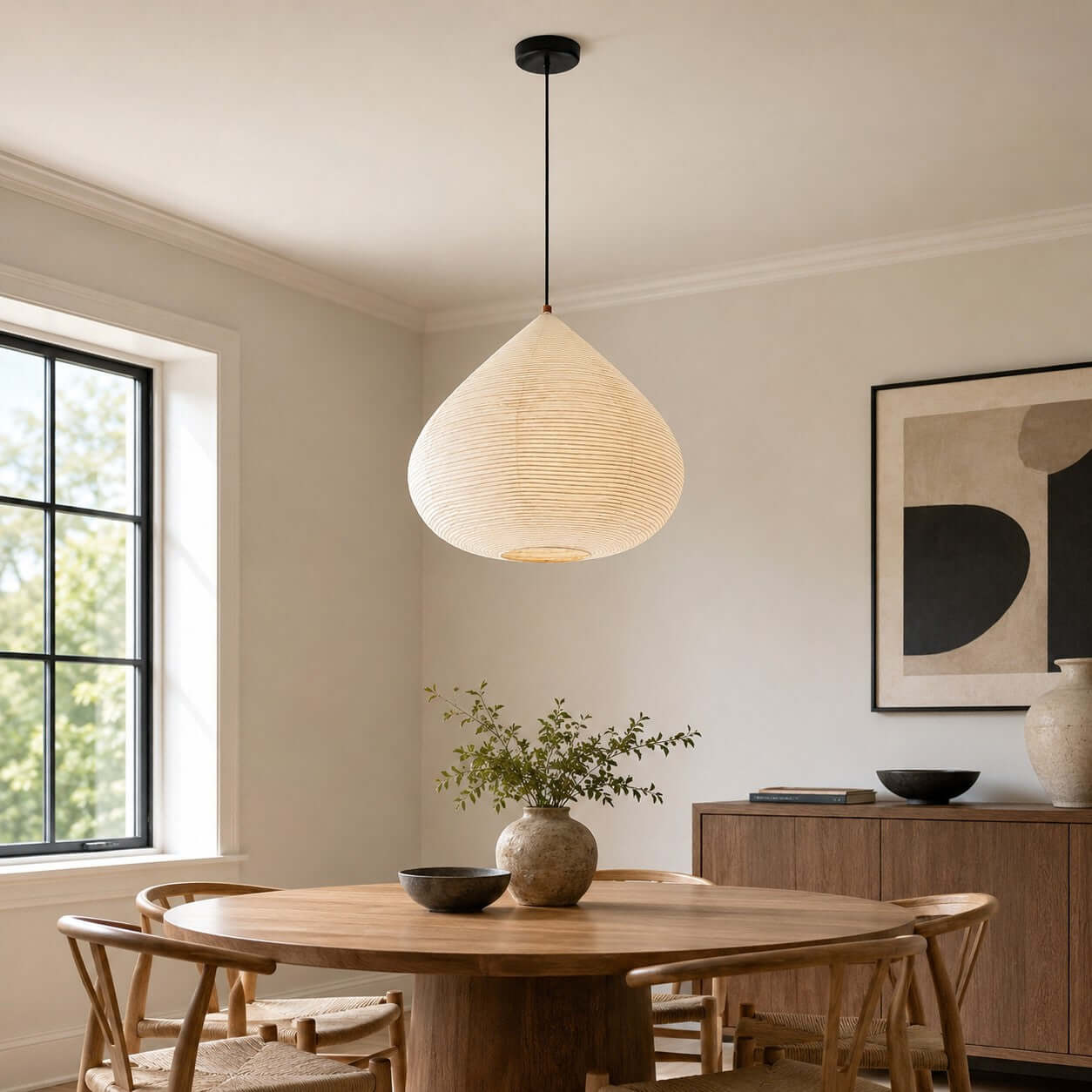 Onion Shape Paper Pendant Light-Neutral Decor
