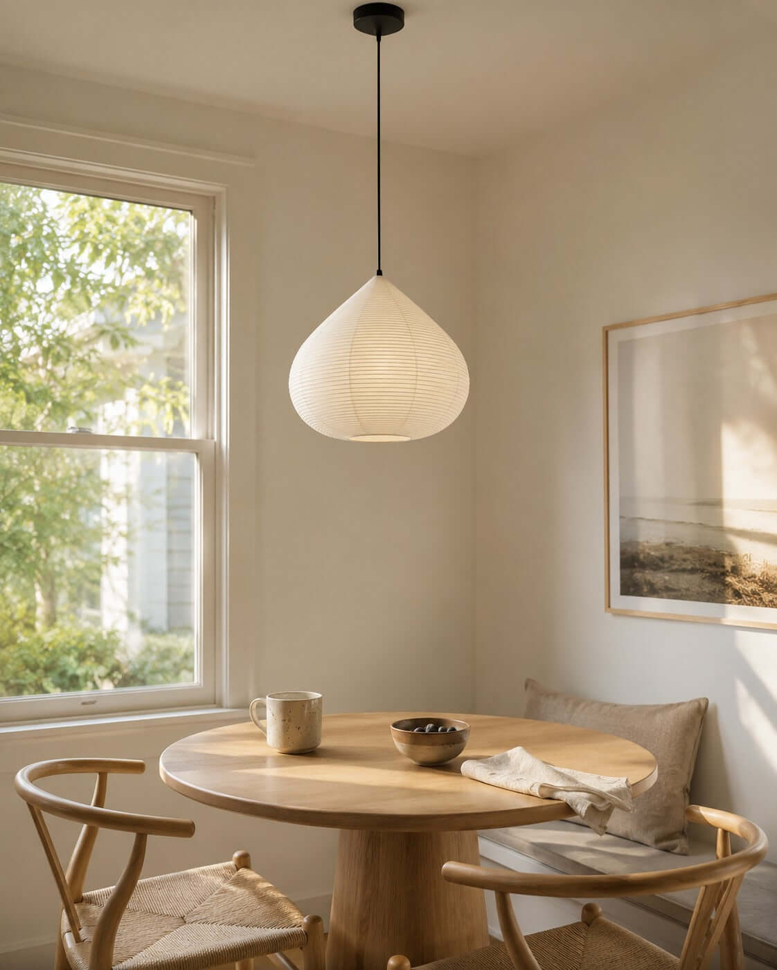 Onion Shape Paper Pendant Light-Neutral Decor