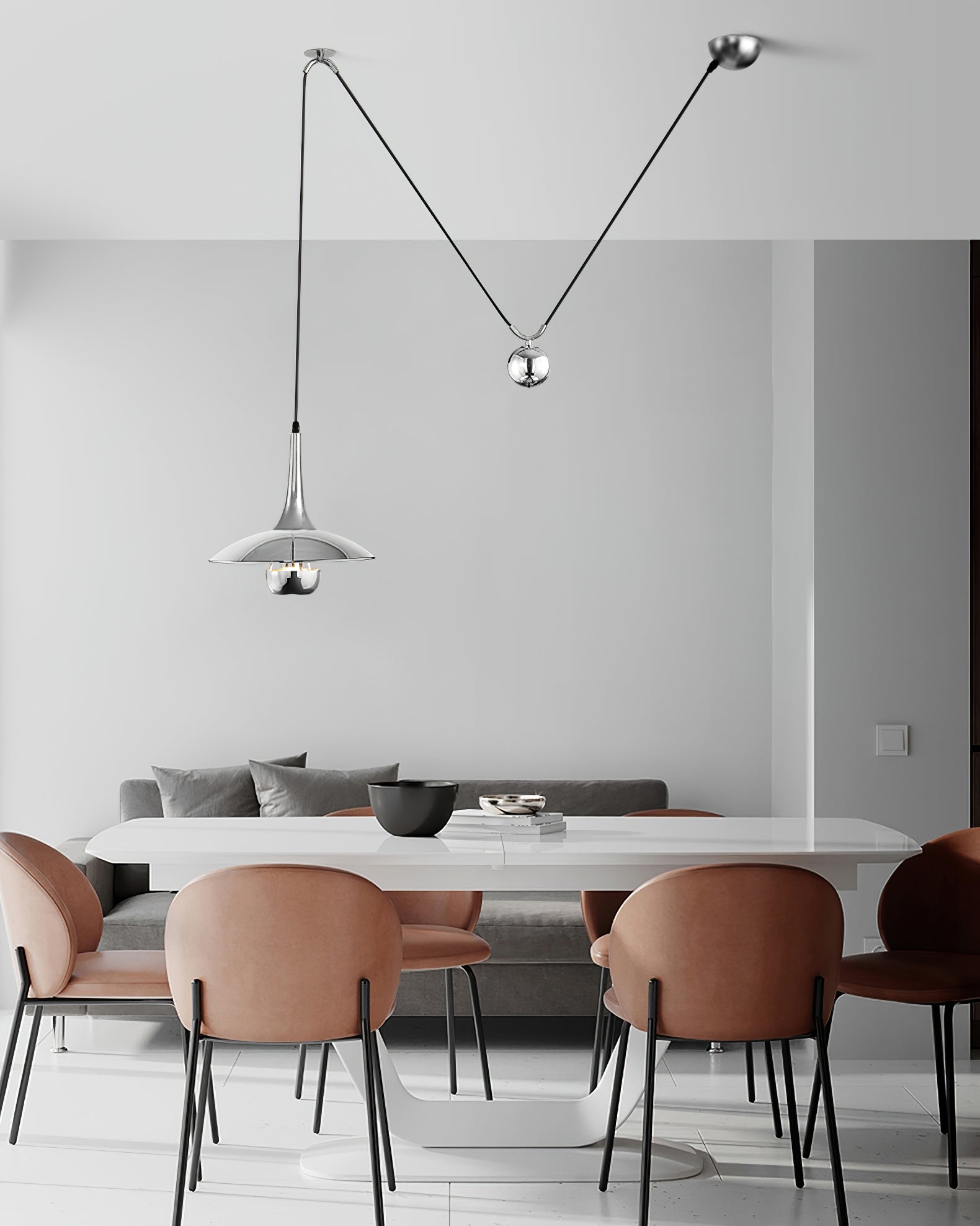 Lustra Pendant Lamp Adjustable for Living Room-Neutral Decor