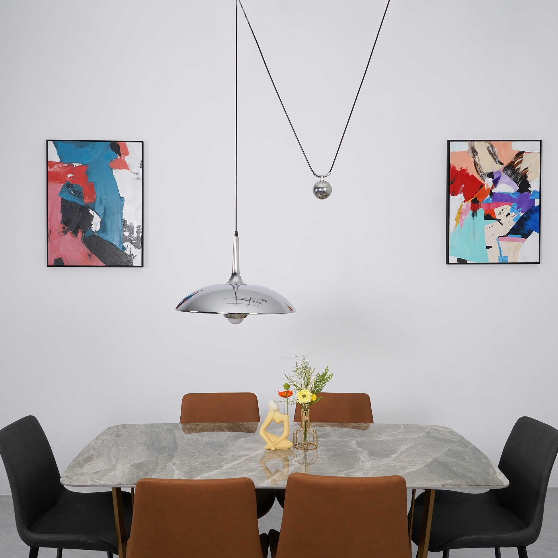 Lustra Pendant Lamp Adjustable for Living Room-Neutral Decor