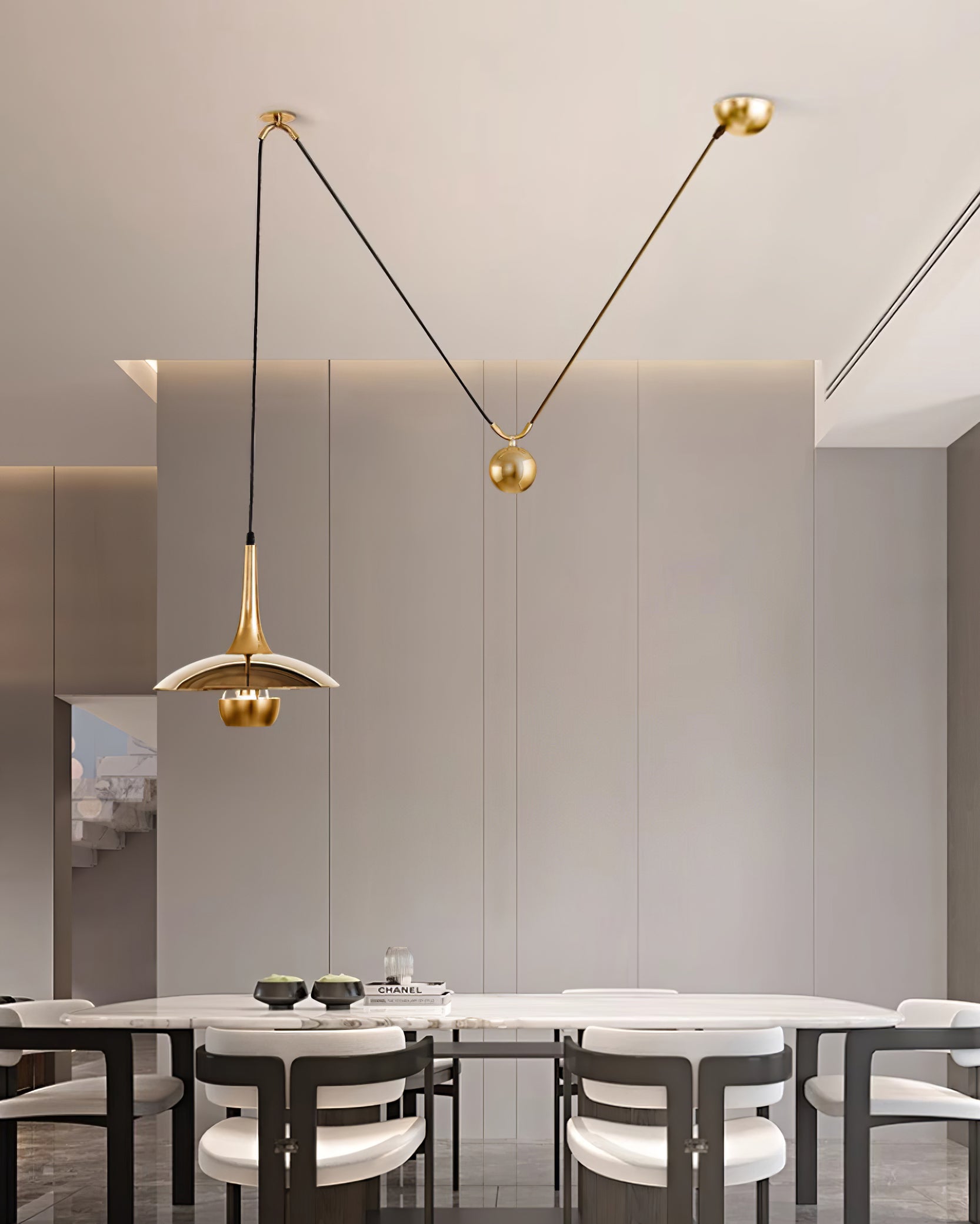 Lustra Pendant Lamp Adjustable for Living Room-Neutral Decor
