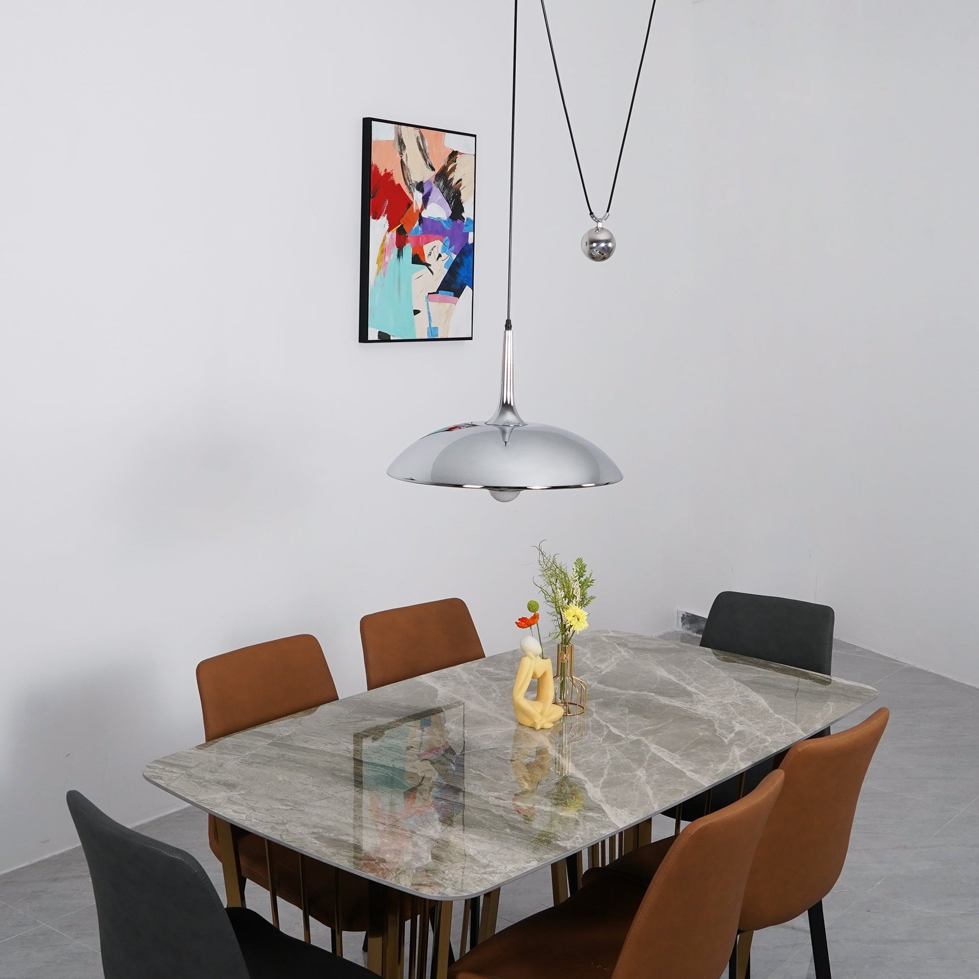 Lustra Pendant Lamp Adjustable for Living Room-Neutral Decor