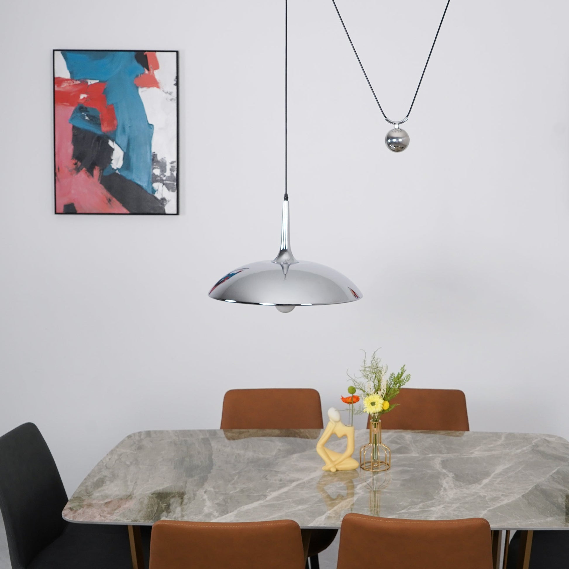 Lustra Pendant Lamp Adjustable for Living Room-Neutral Decor