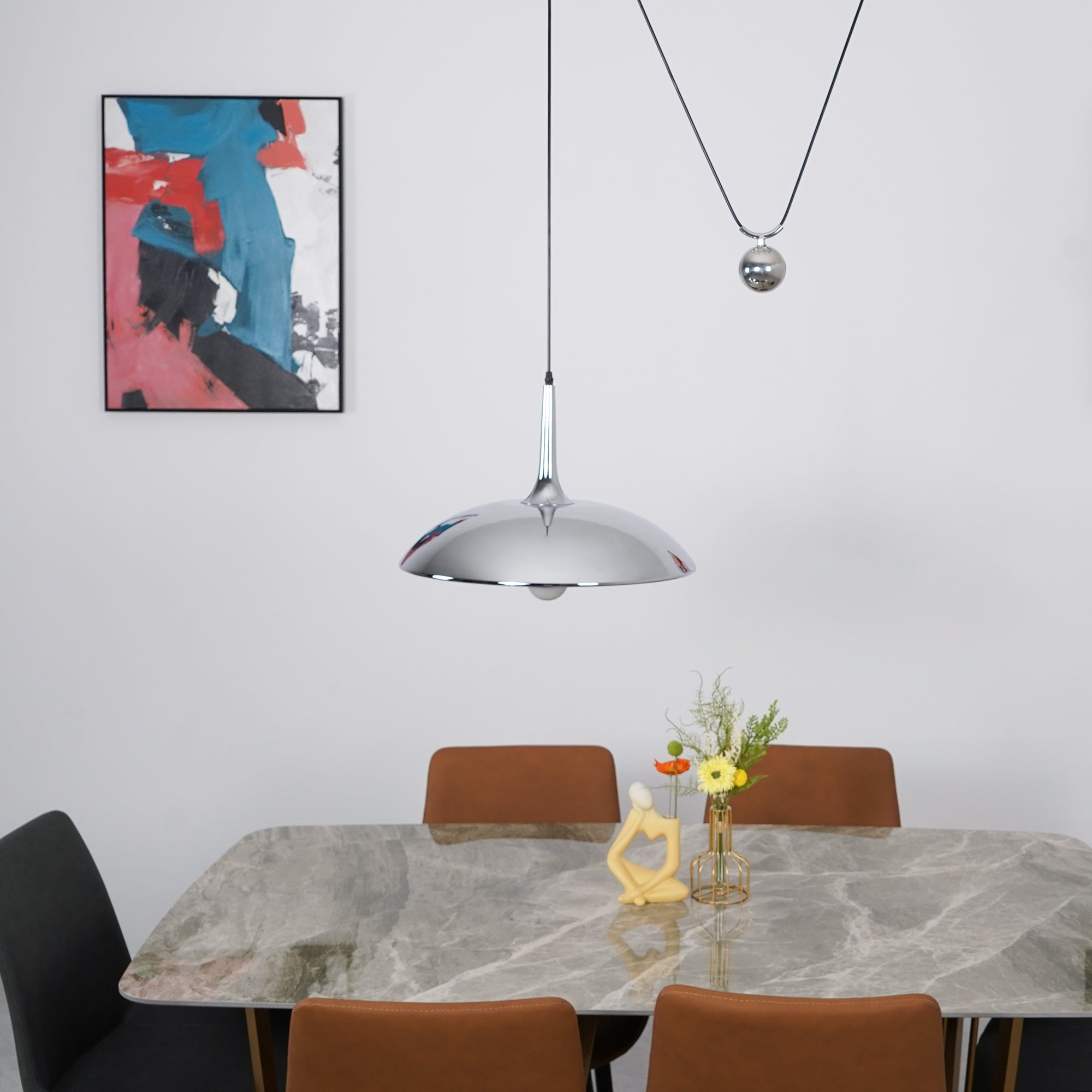 Lustra Pendant Lamp Adjustable for Living Room-Neutral Decor