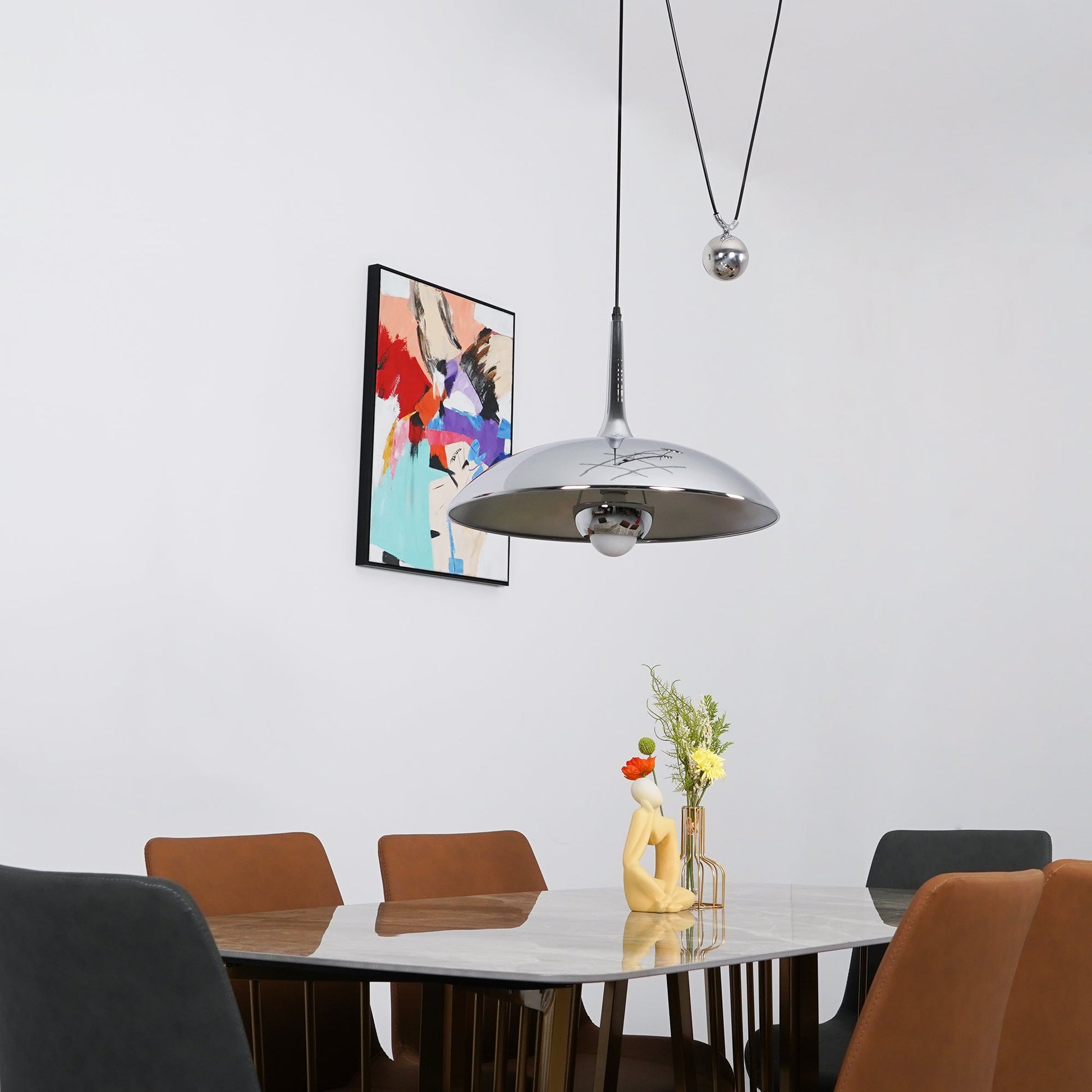 Lustra Pendant Lamp Adjustable for Living Room-Neutral Decor