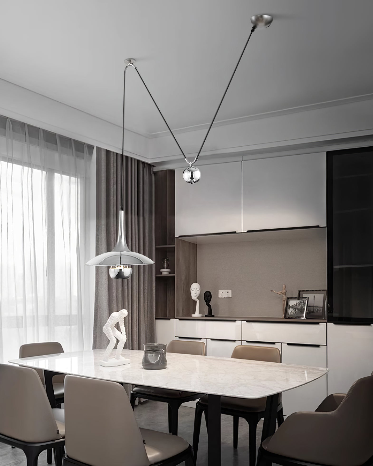 Lustra Pendant Lamp Adjustable for Living Room-Neutral Decor