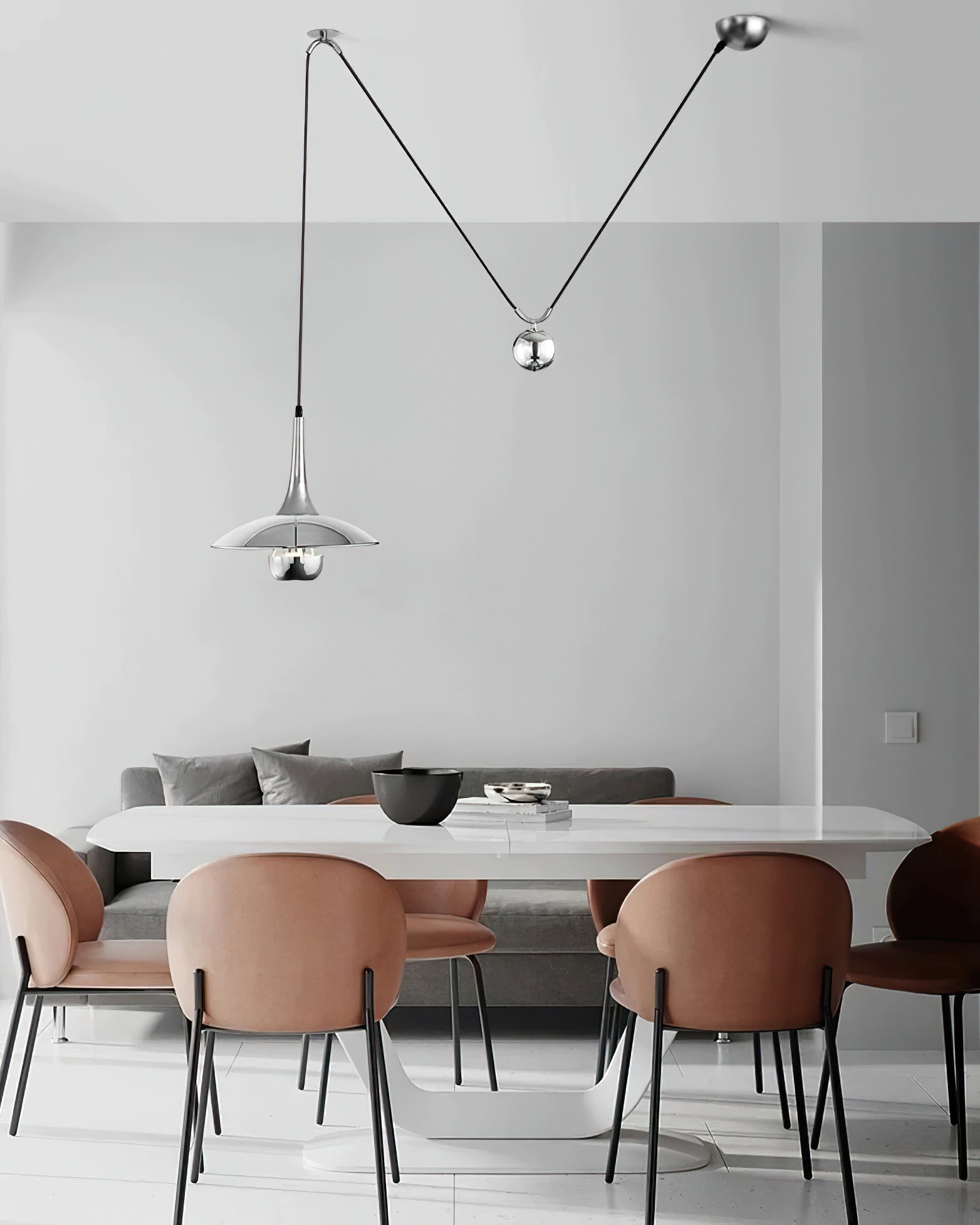 Lustra Pendant Lamp Adjustable for Living Room-Neutral Decor