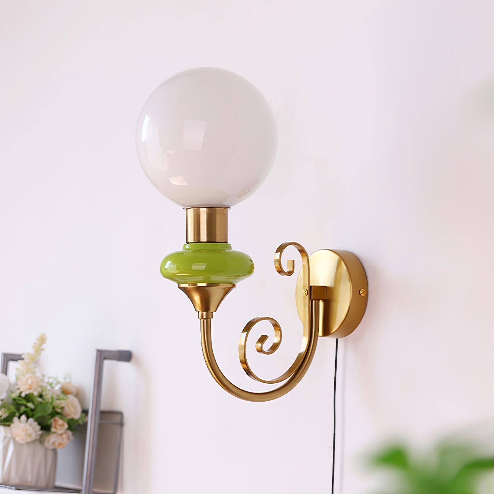 Whirl Chic Plug-in Wall Lamp-Neutral Decor
