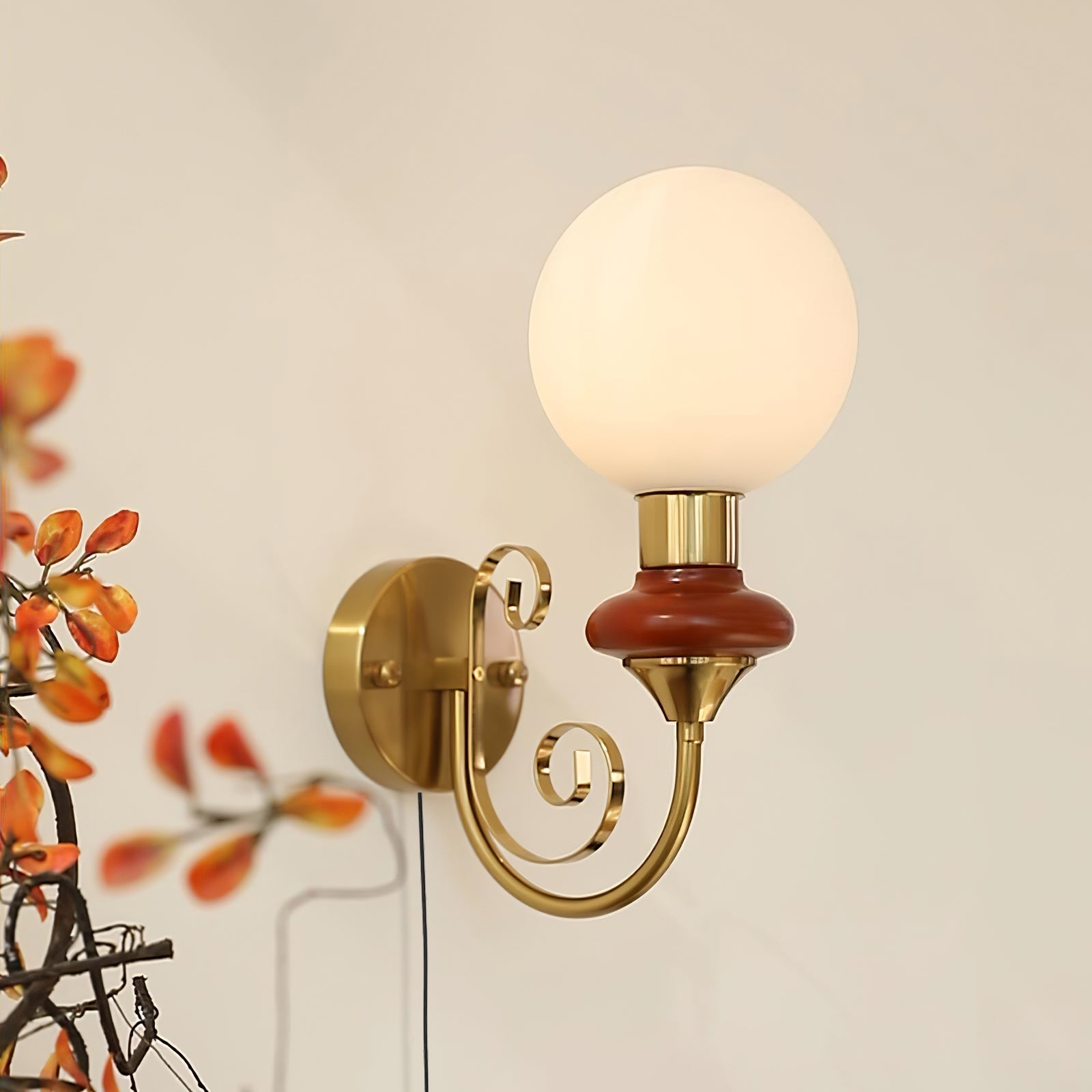 Whirl Chic Plug-in Wall Lamp-Neutral Decor