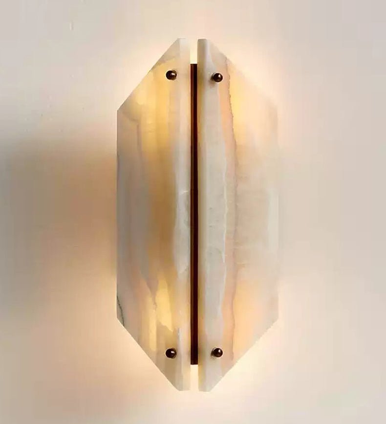 Zynx Modern White Alabaste Crest Wall Lamp-Neutral Decor