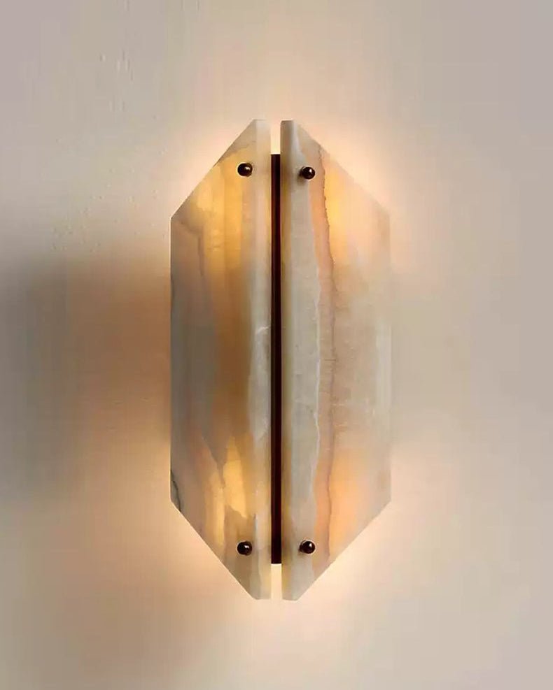Zynx Modern White Alabaste Crest Wall Lamp-Neutral Decor