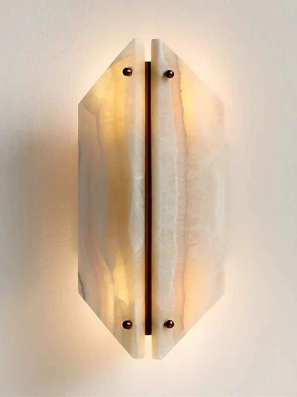 Zynx Modern White Alabaste Crest Wall Lamp-Neutral Decor