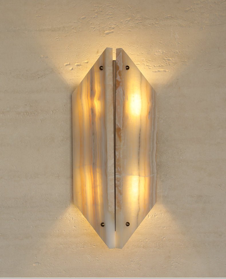 Zynx Modern White Alabaste Crest Wall Lamp-Neutral Decor