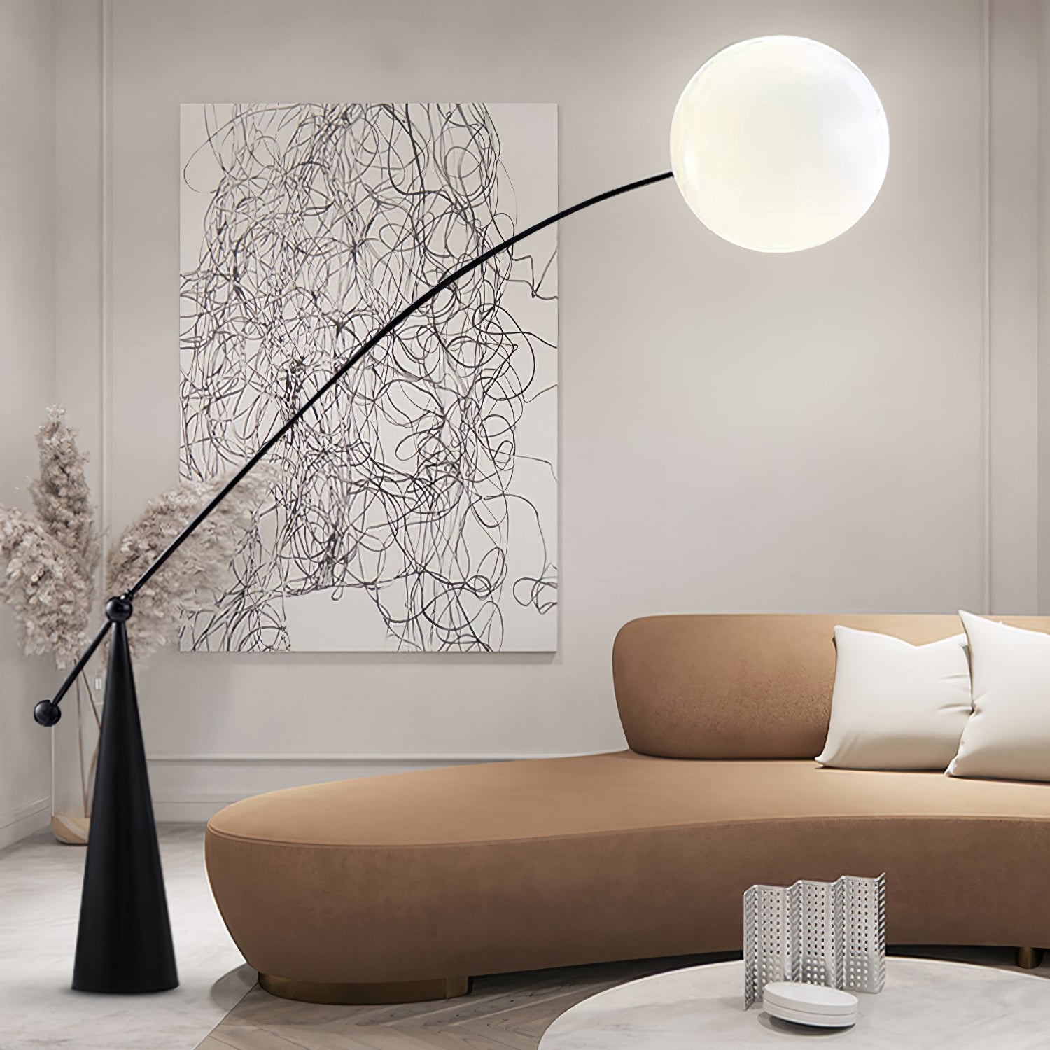 Ortalil Modern Arc Floor Lamp-Neutral Decor