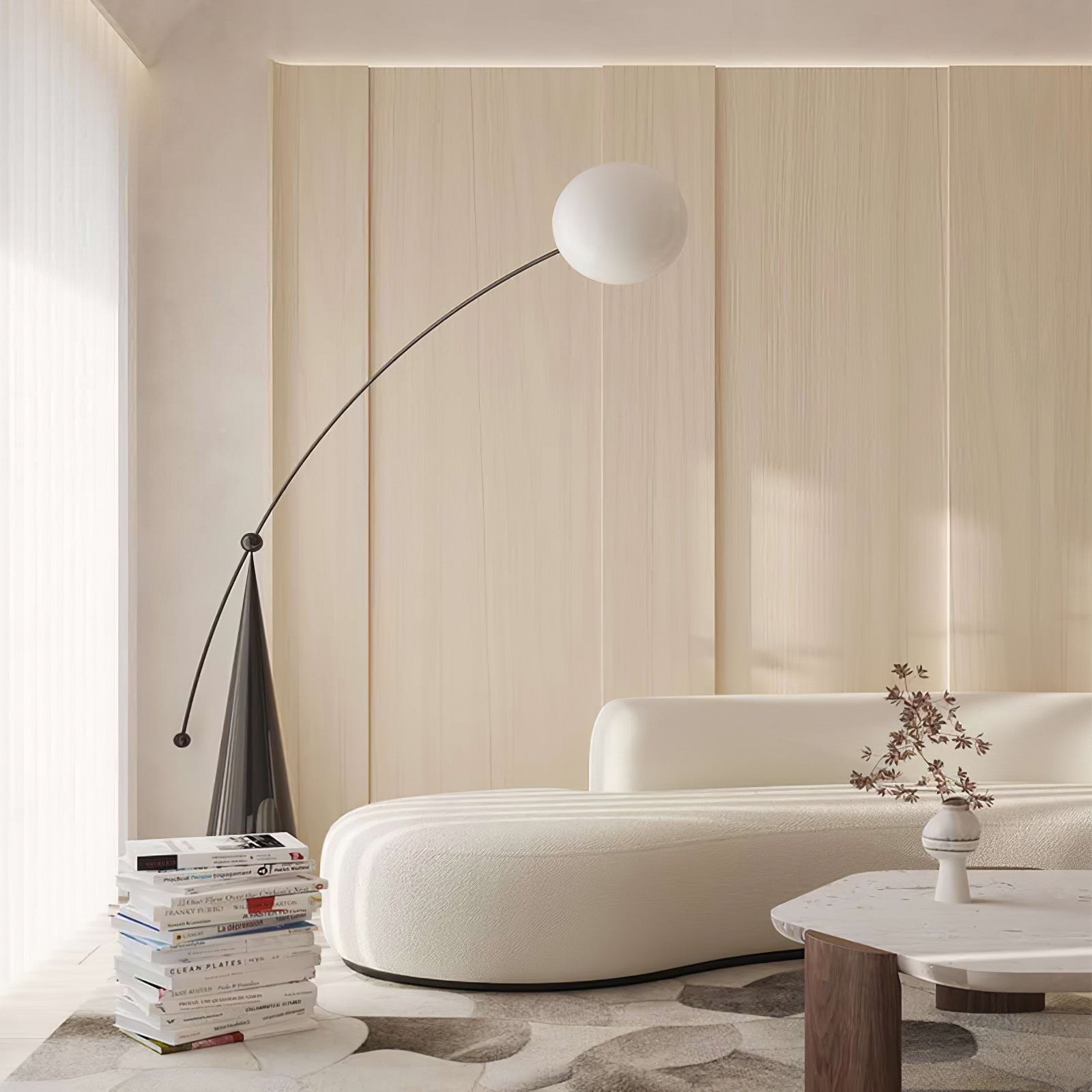 Ortalil Modern Arc Floor Lamp-Neutral Decor