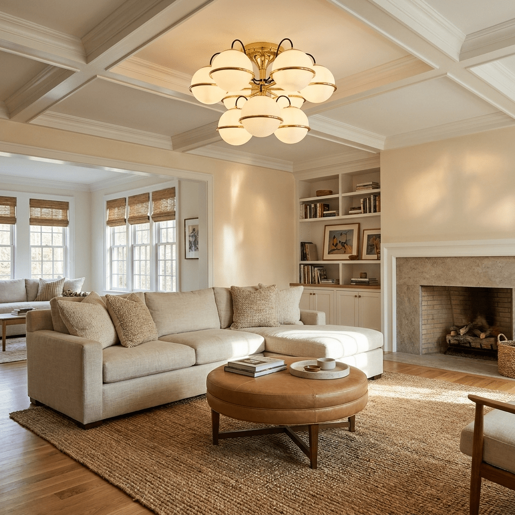 Opal Glass Globe Semiflush Chandelier-Neutral Decor