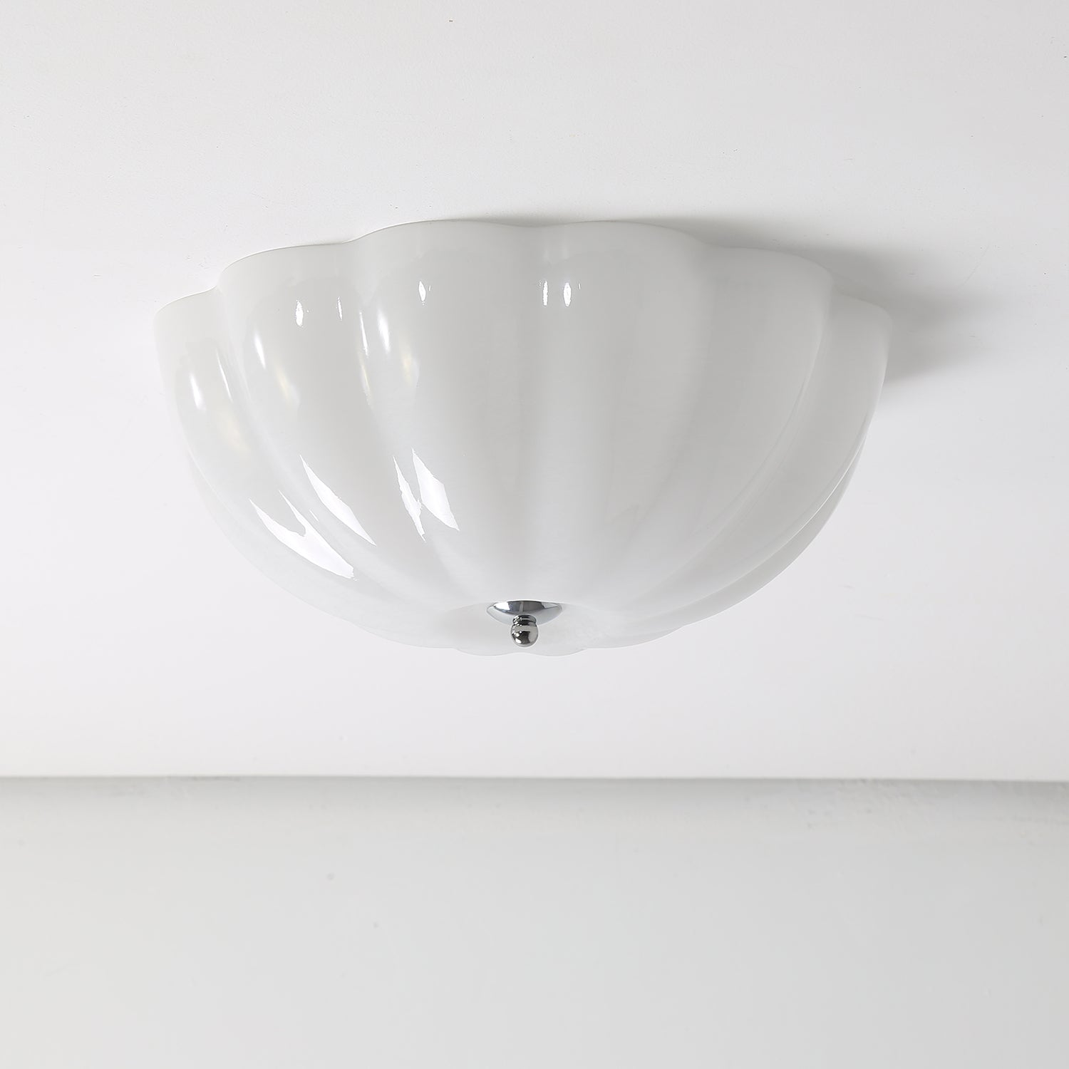 Uphaara Modern Minimalist Opal Shell Glass Ceiling Lamp-Neutral Decor