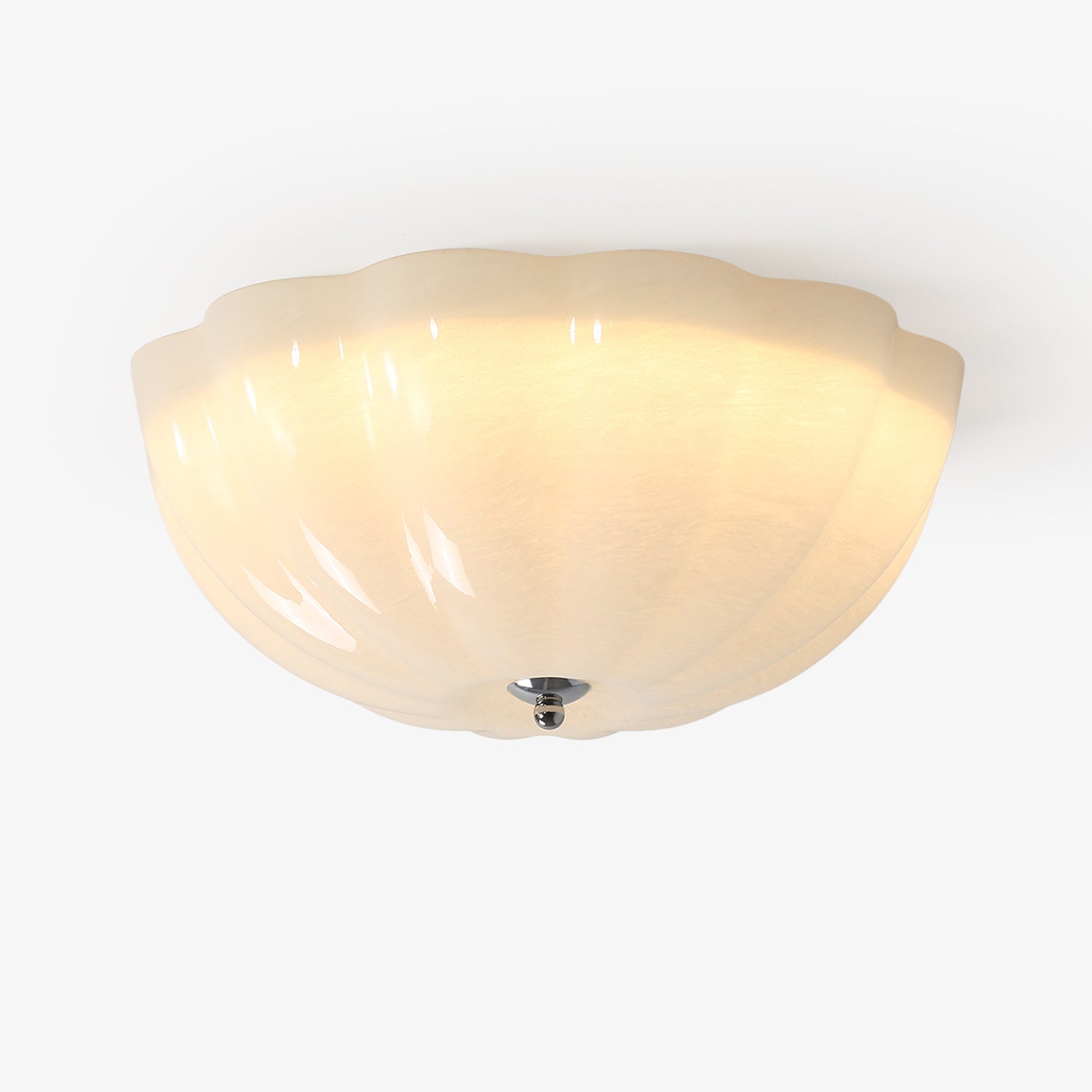 Uphaara Modern Minimalist Opal Shell Glass Ceiling Lamp-Neutral Decor