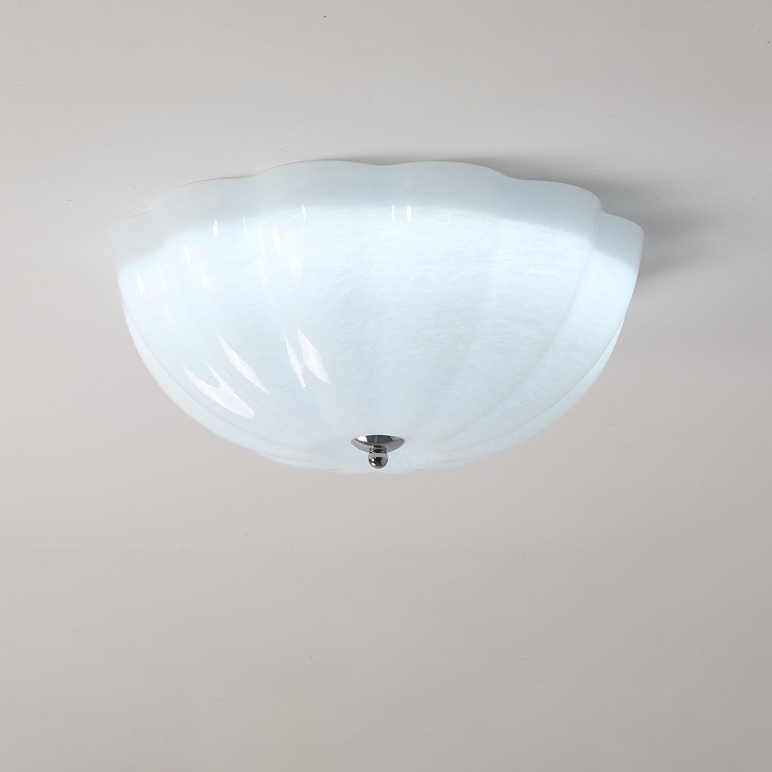 Uphaara Modern Minimalist Opal Shell Glass Ceiling Lamp-Neutral Decor