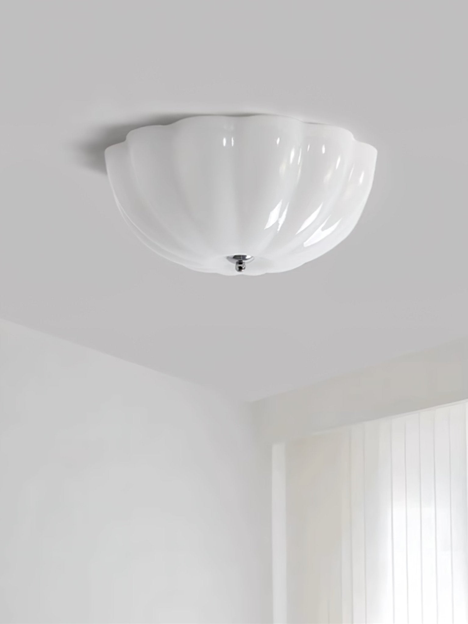 Uphaara Modern Minimalist Opal Shell Glass Ceiling Lamp-Neutral Decor