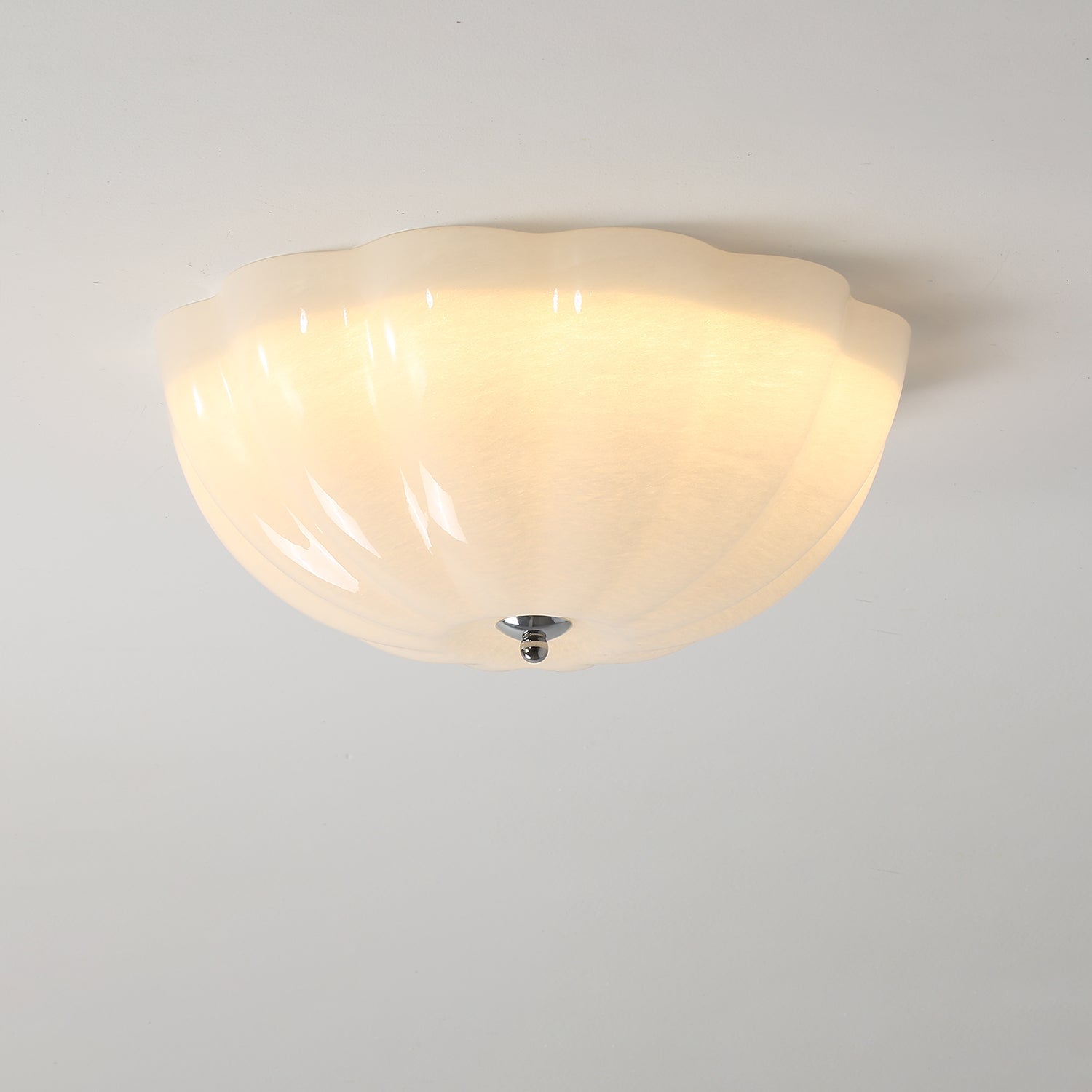 Uphaara Modern Minimalist Opal Shell Glass Ceiling Lamp-Neutral Decor