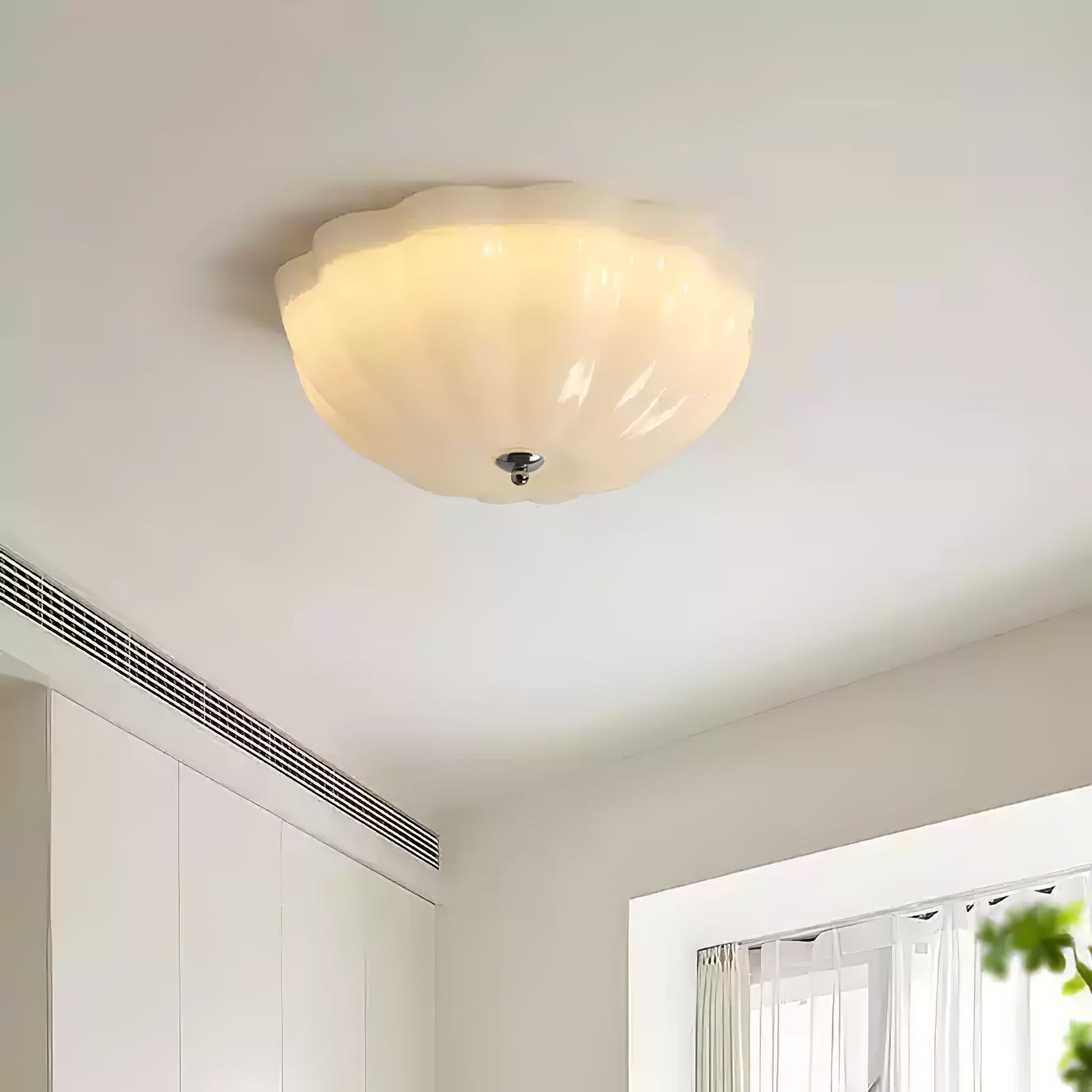 Uphaara Modern Minimalist Opal Shell Glass Ceiling Lamp-Neutral Decor