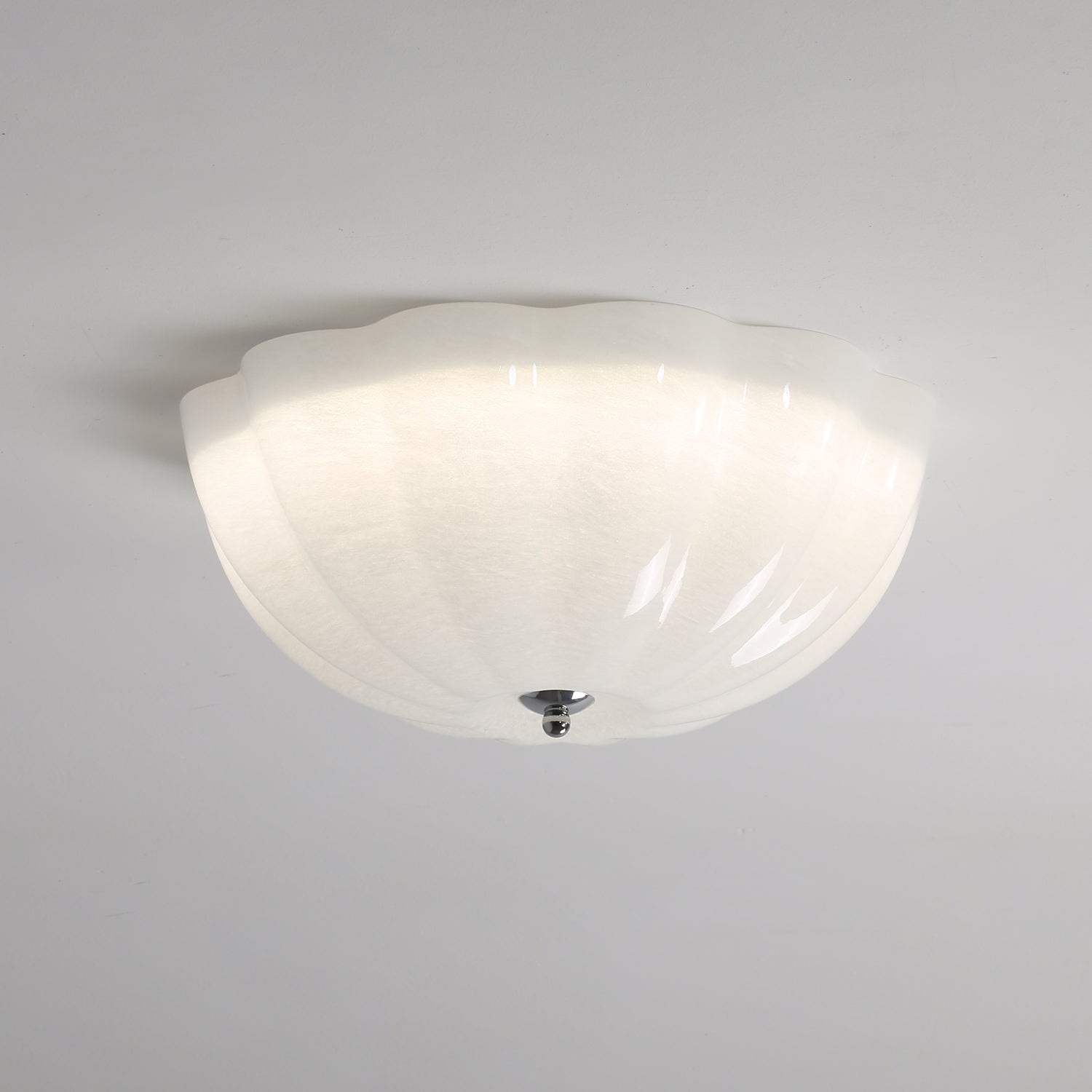 Uphaara Modern Minimalist Opal Shell Glass Ceiling Lamp-Neutral Decor