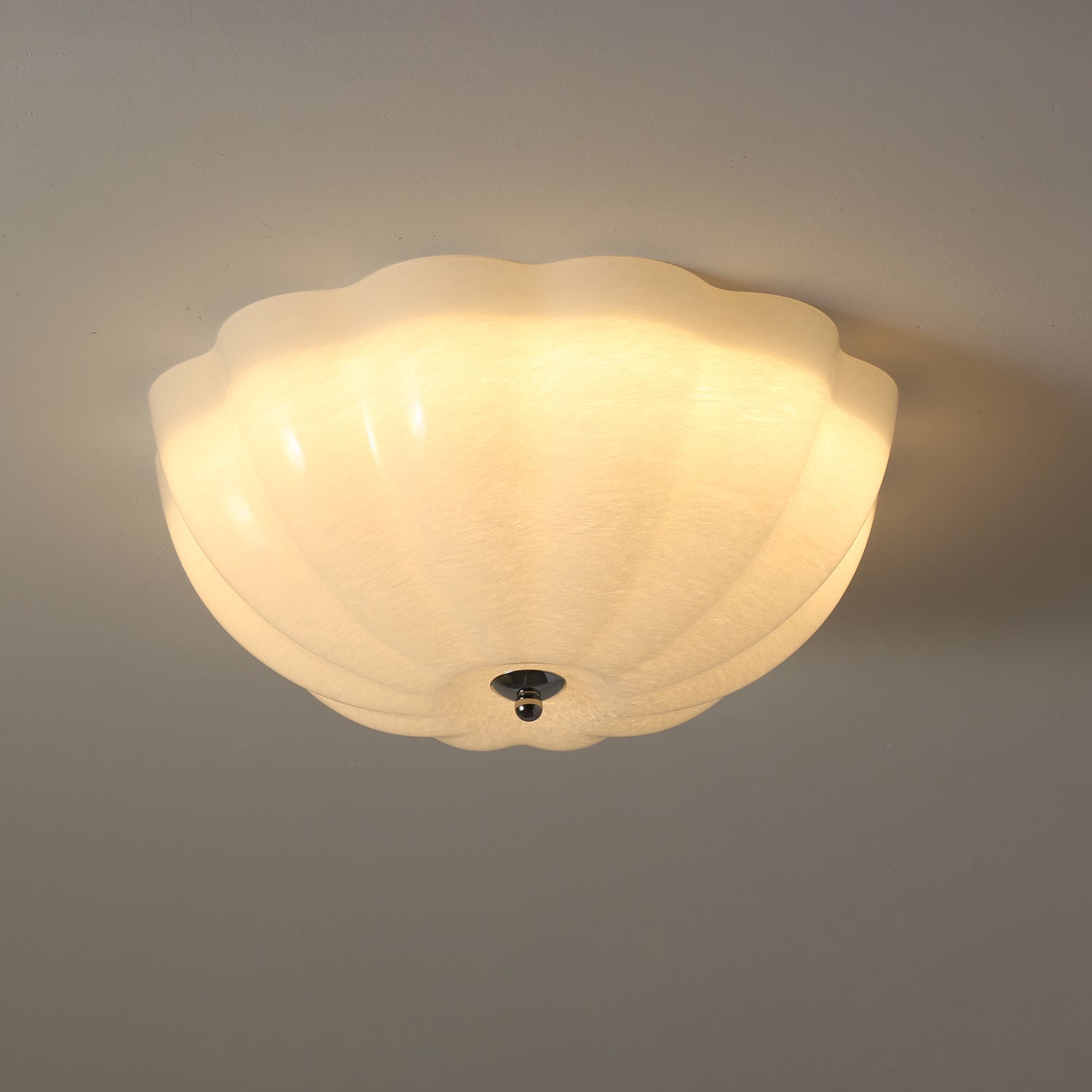 Uphaara Modern Minimalist Opal Shell Glass Ceiling Lamp-Neutral Decor