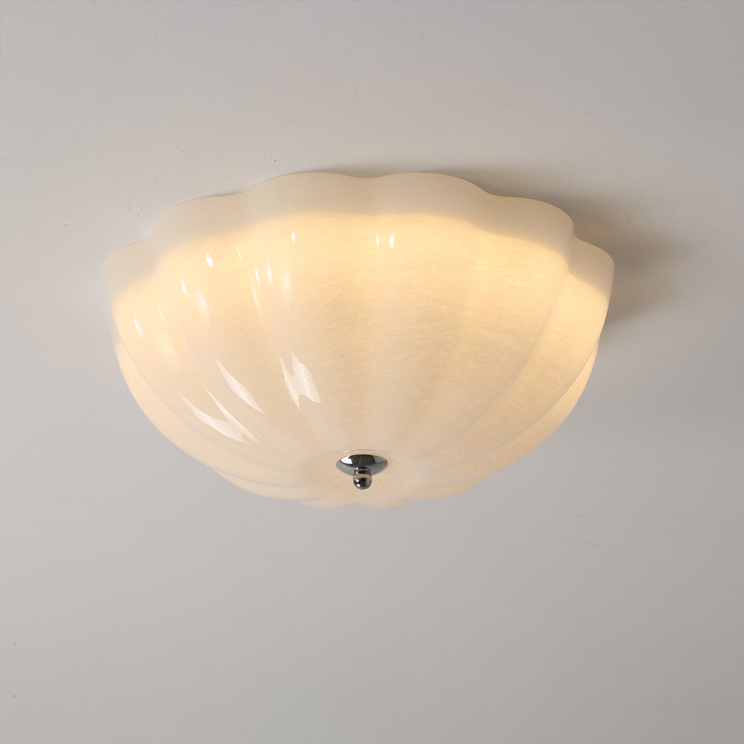 Uphaara Modern Minimalist Opal Shell Glass Ceiling Lamp-Neutral Decor