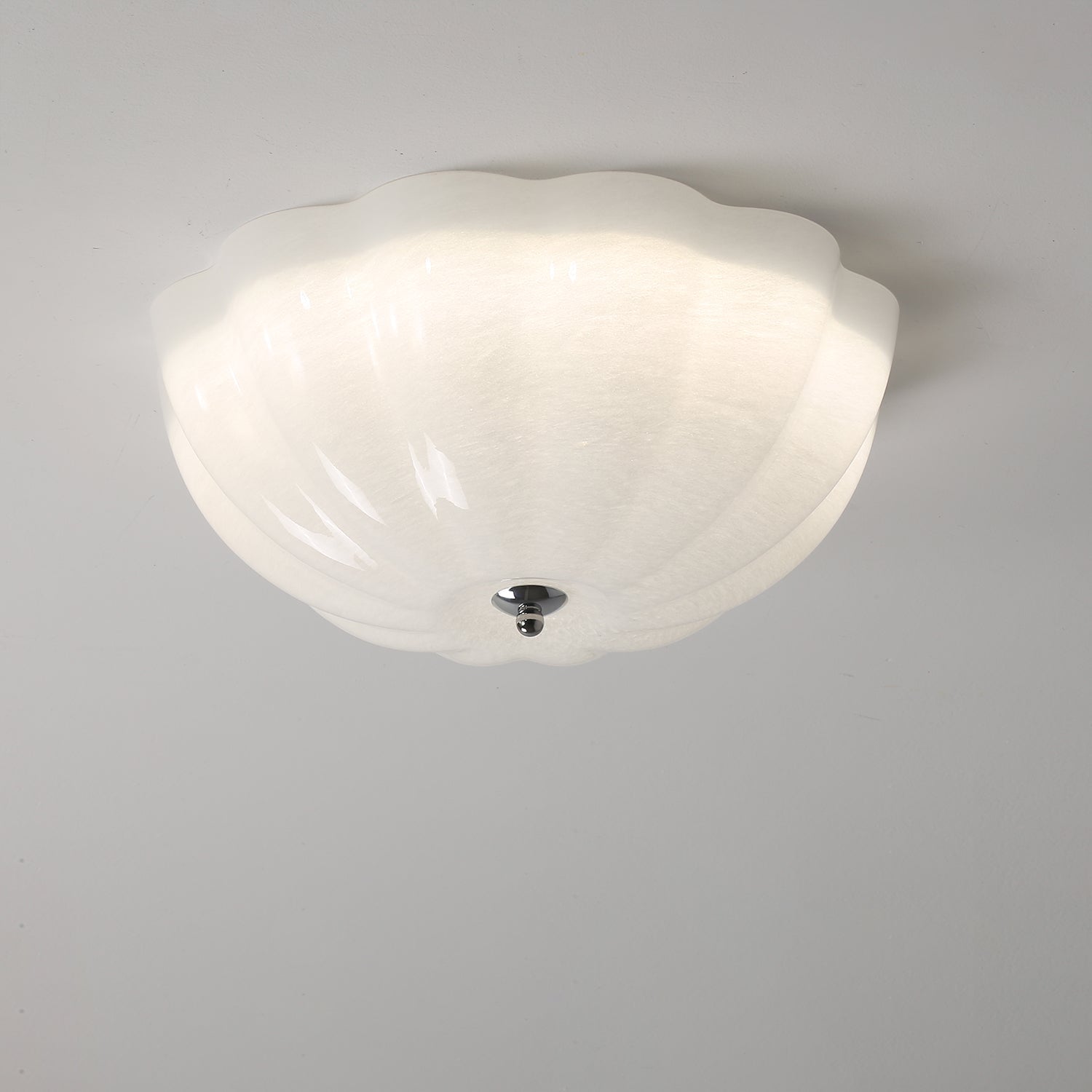 Uphaara Modern Minimalist Opal Shell Glass Ceiling Lamp-Neutral Decor