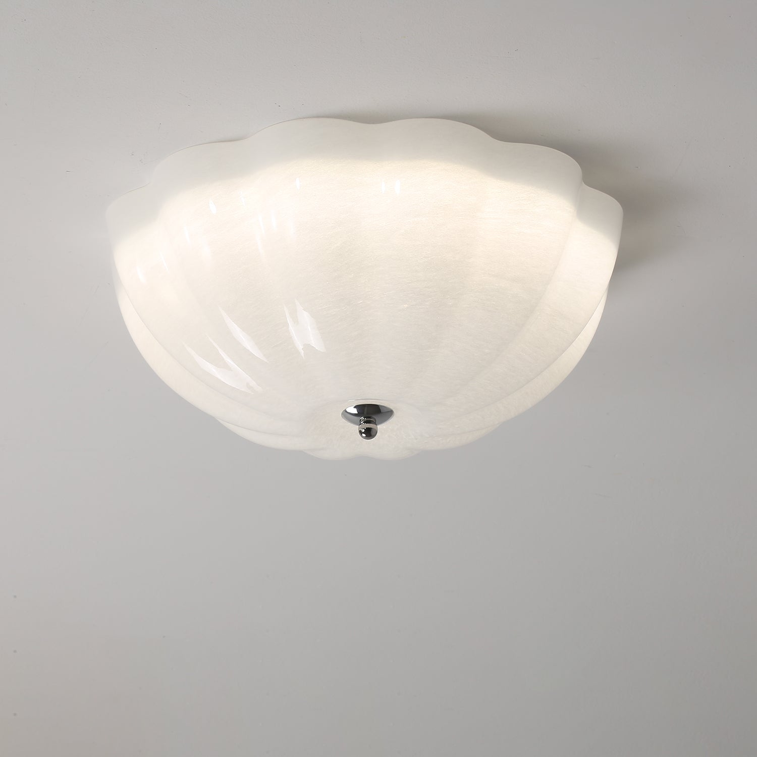 Uphaara Modern Minimalist Opal Shell Glass Ceiling Lamp-Neutral Decor